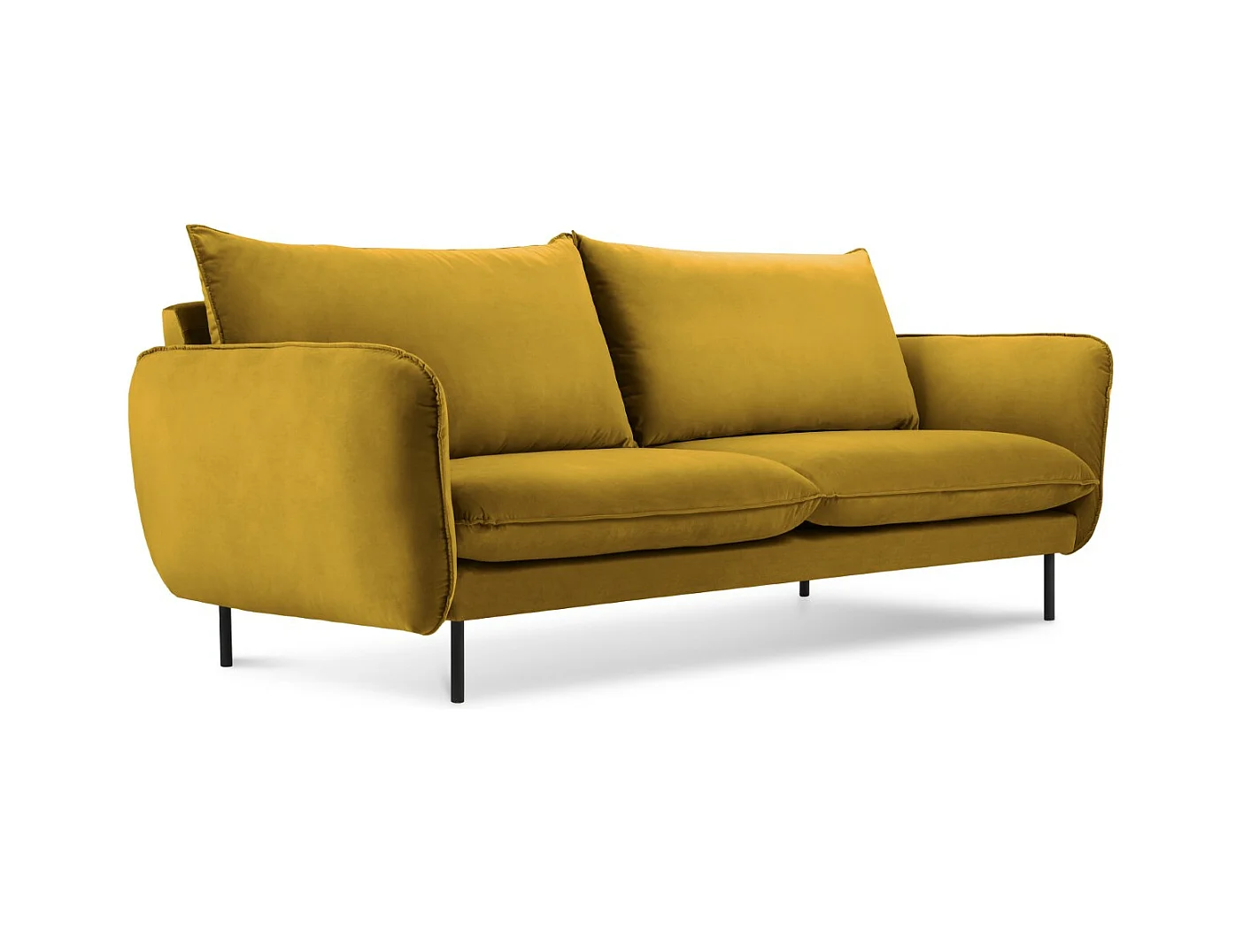 Cosmopolitan Design - Canapé "Vienna" 2 places en velours jaune - 160x92x95cm