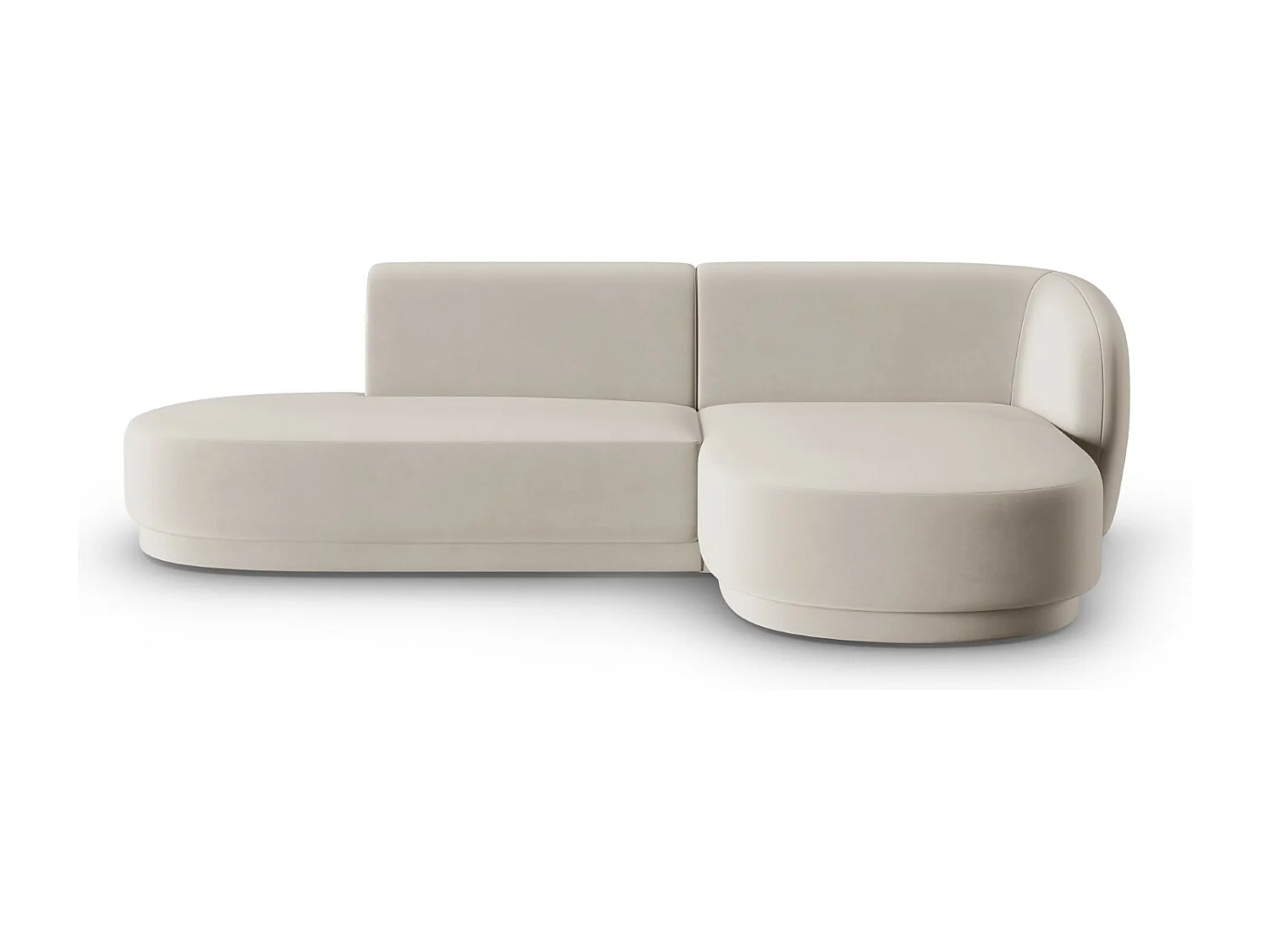 CXL by Christian Lacroix - Canapé d'angle droit modulable "Lionel" 4 places en velours beige - 233x155x74cm