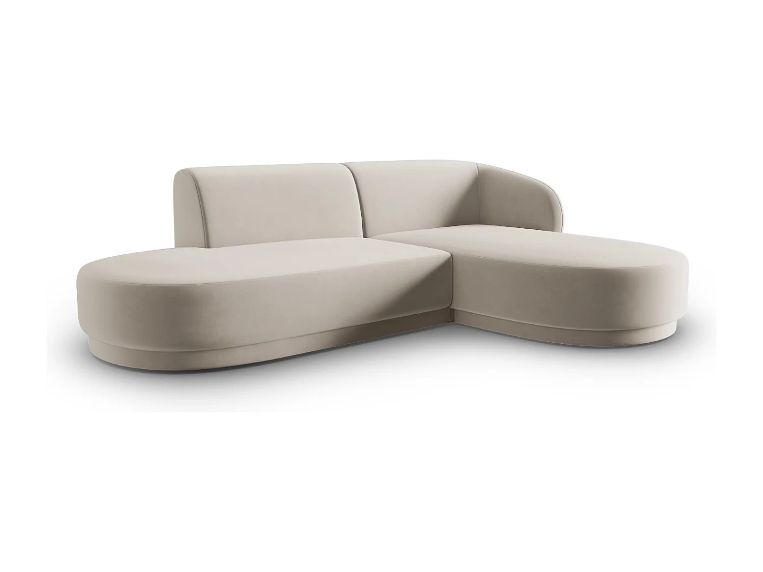 CXL by Christian Lacroix - Canapé d'angle droit modulable "Lionel" 4 places en velours beige - 233x155x74cm