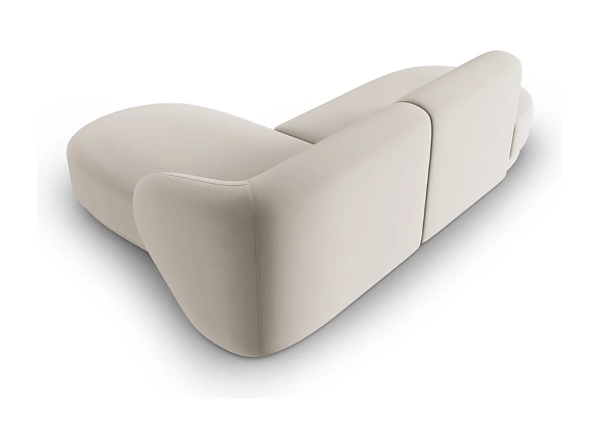 CXL by Christian Lacroix - Canapé d'angle droit modulable "Lionel" 4 places en velours beige - 233x155x74cm