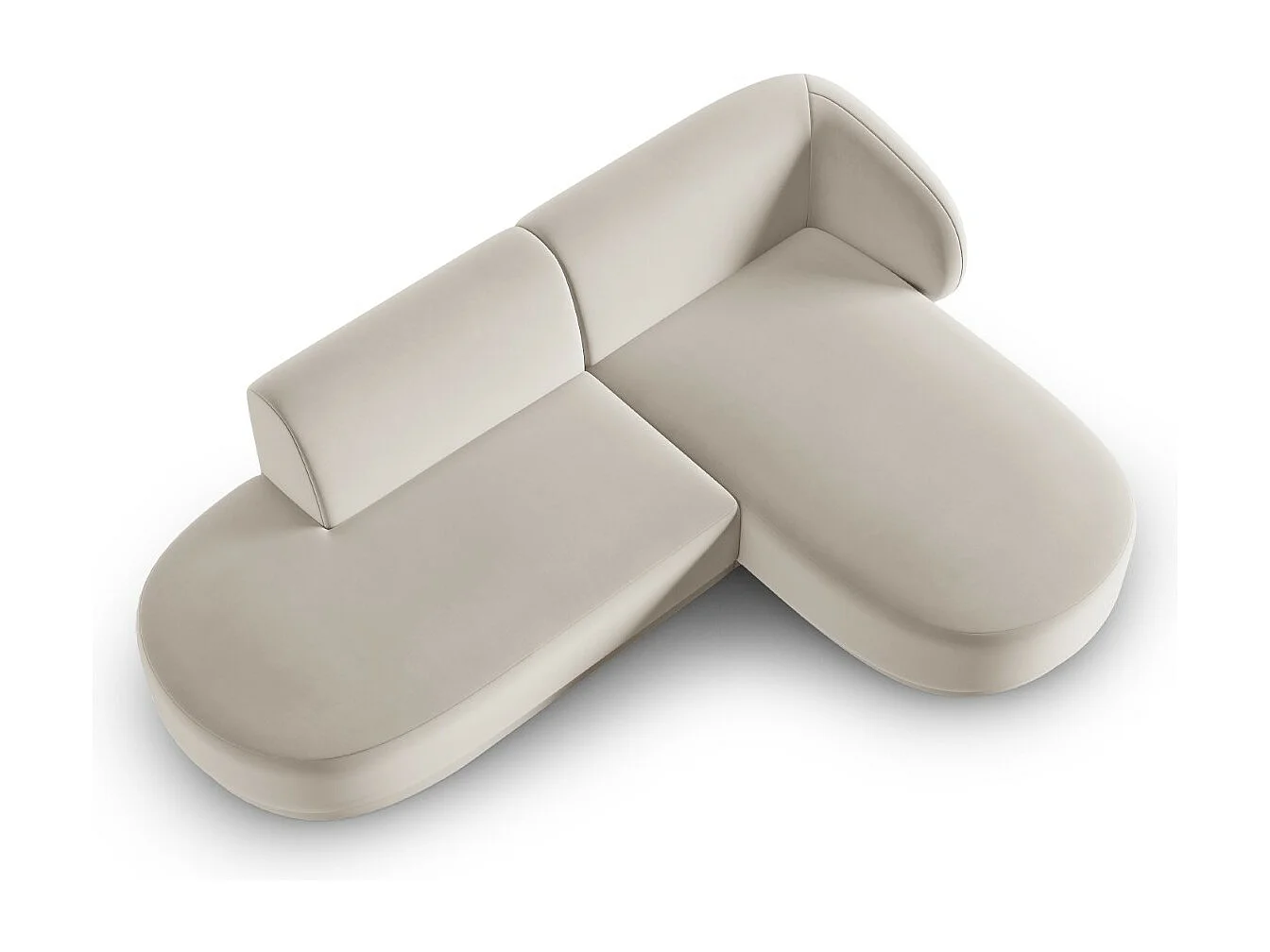 CXL by Christian Lacroix - Canapé d'angle droit modulable "Lionel" 4 places en velours beige - 233x155x74cm