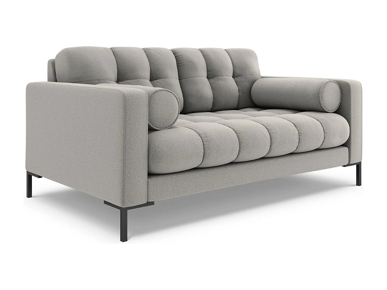 Cosmopolitan Design - Canapé "Bali" 2 places en tissu structurel gris clair - 152x92x75cm