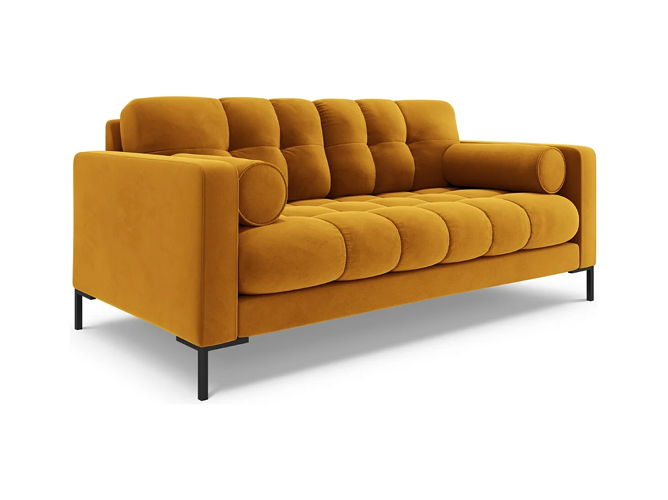 Cosmopolitan Design - Canapé "Bali" 2 places en velours jaune - 152x92x75cm
