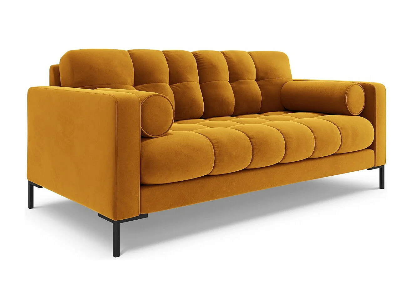 Cosmopolitan Design - Sofá "Bali" 2 lugares em veludo amarelo - 152x92x75cm