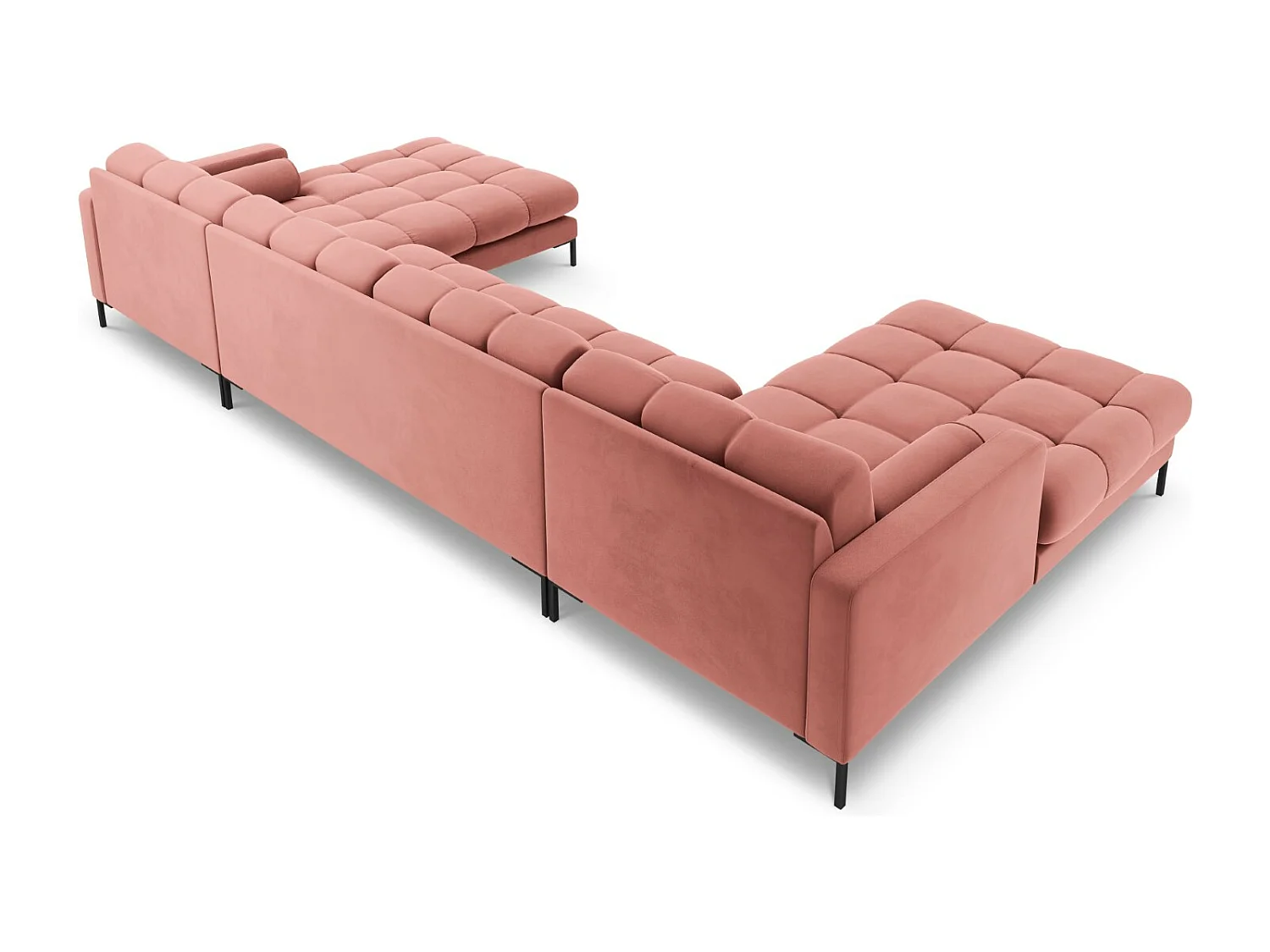 Cosmopolitan Design - Panoramische bank "Bali" 7 zitplaatsen, Flueel, Roze - 383x185x75cm