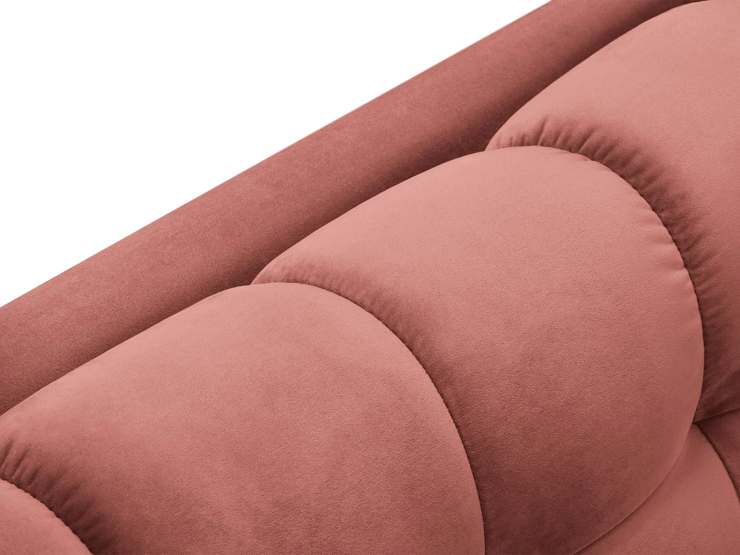 Cosmopolitan Design - Sofá panorâmico "Bali" 7 lugares em veludo rosa - 383x185x75cm