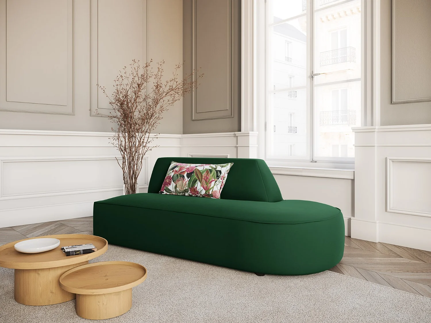 CXL by Christian Lacroix - Sofa modułowa bok prawy, "Charles" 2 miejsca welur, zielony - 181x93x69cm