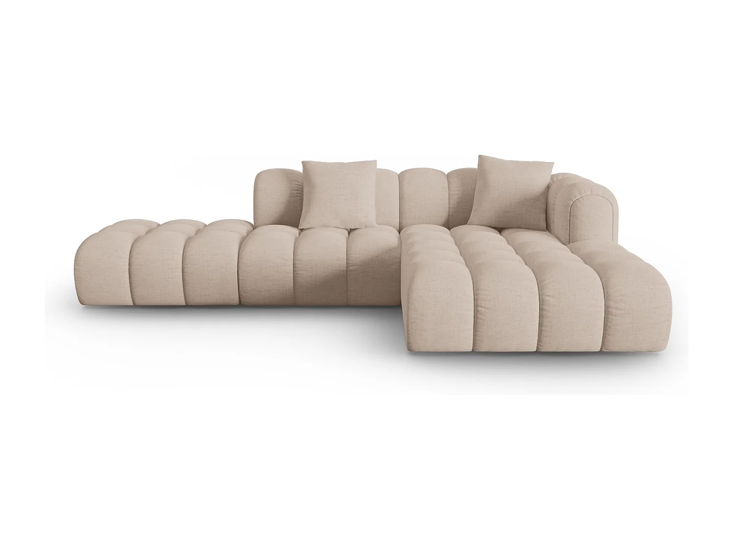 CXL by Christian Lacroix - Canapé d'angle droit modulable "Clotilde" 4 places en tissu structurel cappuccino - 309x190x70cm