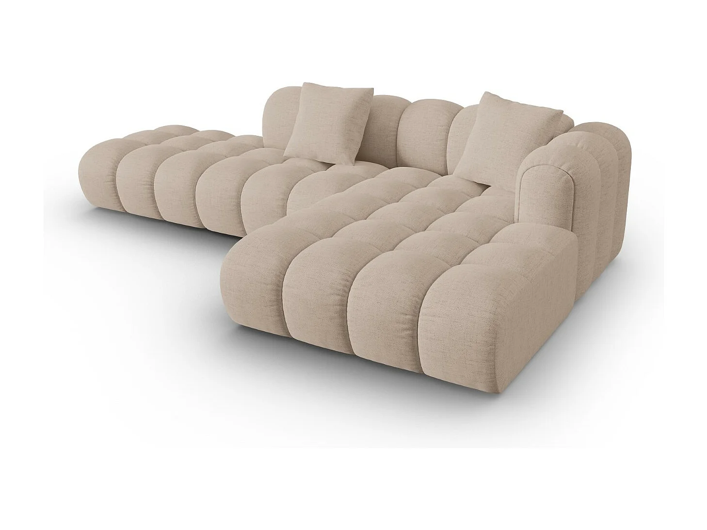 CXL by Christian Lacroix - Canapé d'angle droit modulable "Clotilde" 4 places en tissu structurel cappuccino - 309x190x70cm