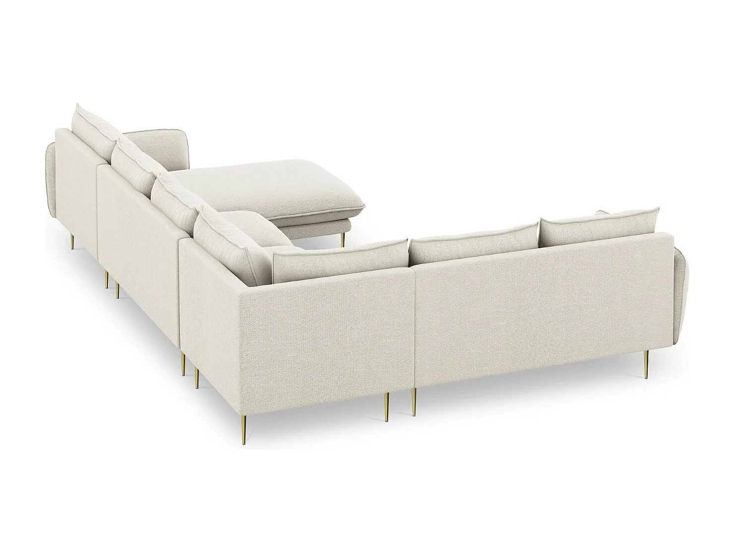 Cosmopolitan Design - Sofá de canto panorâmico à esquerda "Vienna" 7 lugares em tecido estrutural bege claro - 330x235x95cm