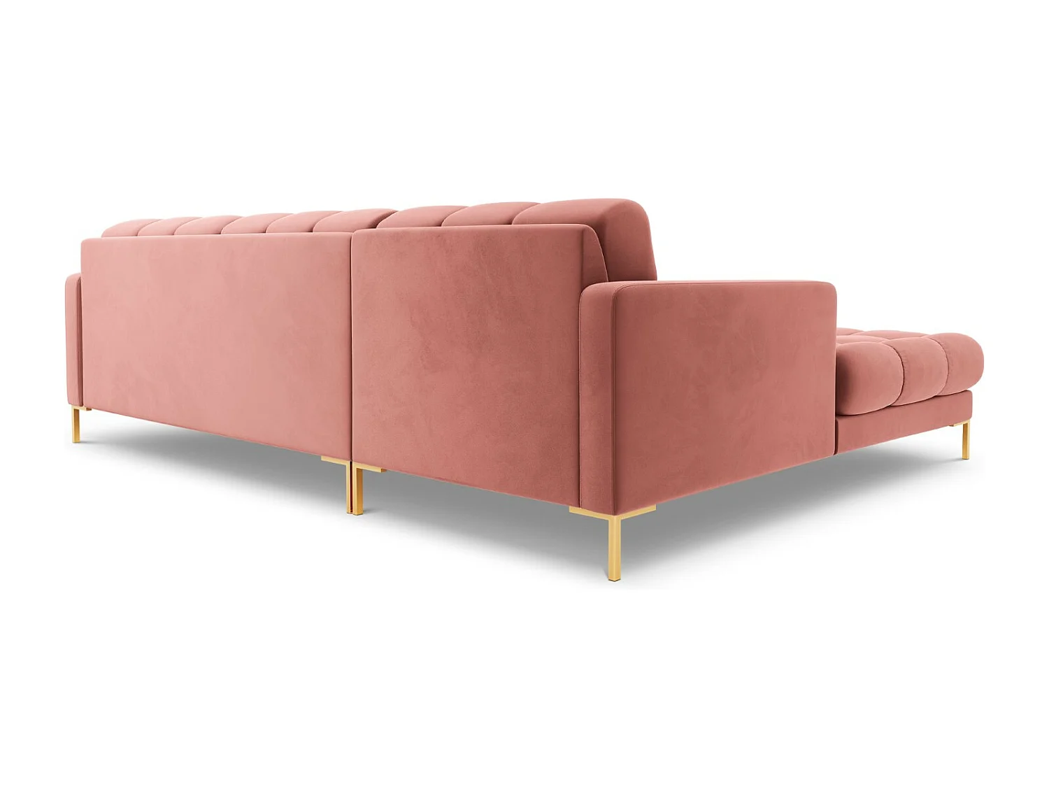 Cosmopolitan Design - 5-Sitzer Ecksofa links "Bali" aus Samt rosa - 293x185x75cm