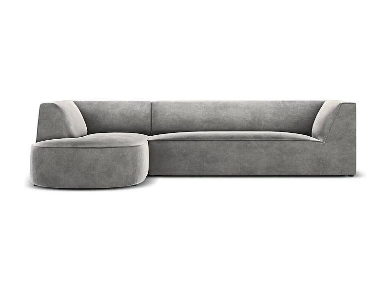 CXL by Christian Lacroix - Sofá esquinero izquierdo "Charles" 4 plazas de terciopelo gris claro - 273x180x69cm