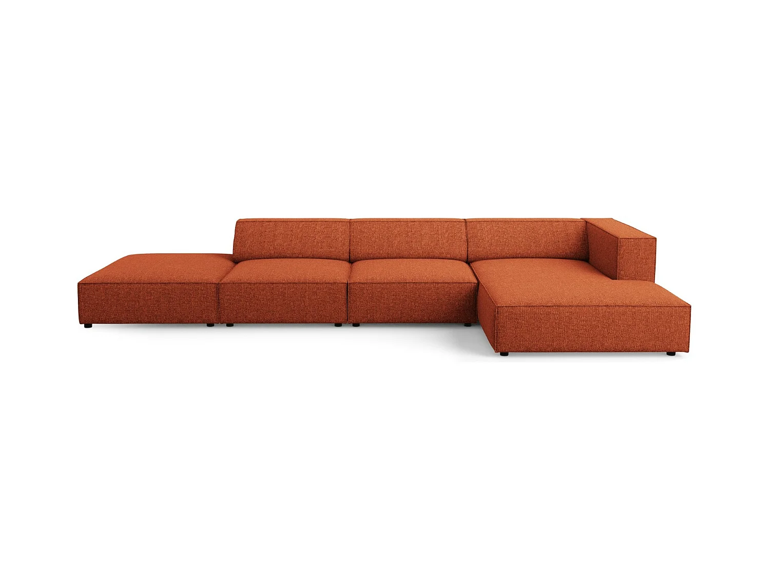 Cosmopolitan Design - Rechter hoekbank "Arendal" 5 zitplaatsen, Chenille, Terracotta - 341x166x70cm