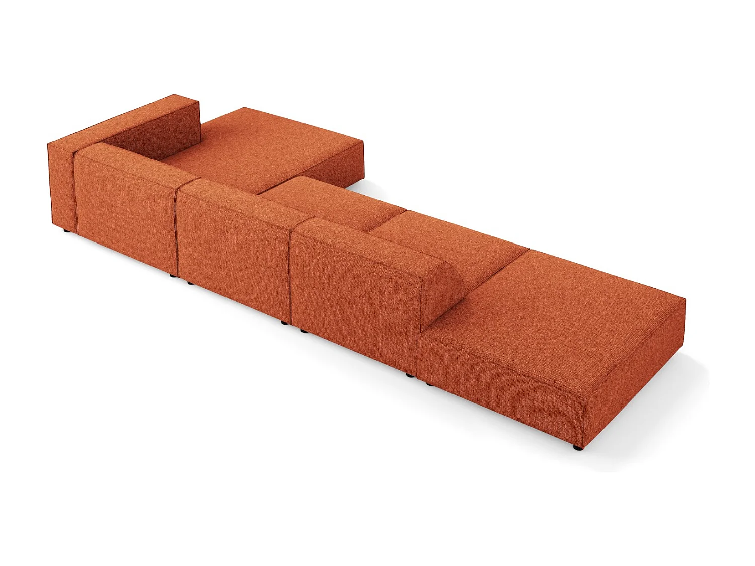 Cosmopolitan Design - Sofá de canto direito "Arendal" 5 lugares em tecido chenille terracota - 341x166x70cm