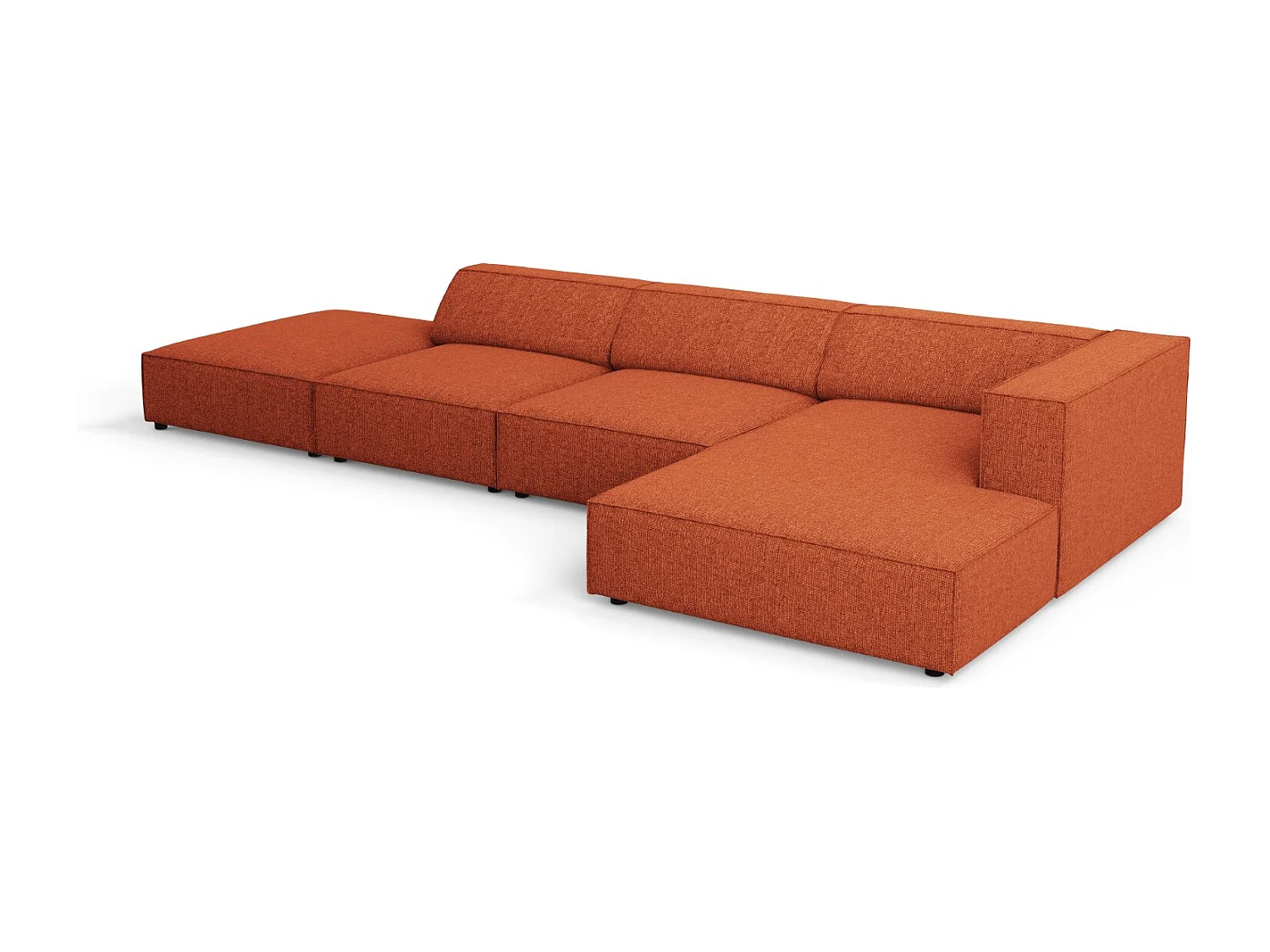 Cosmopolitan Design - Sofá de canto direito "Arendal" 5 lugares em tecido chenille terracota - 341x166x70cm