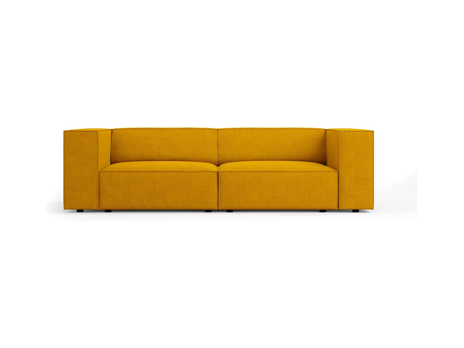 Cosmopolitan Design - Bank "Arendal" 3 zitplaatsen, Chenille met ribbeleffect, Mosterd - 204x102x70cm