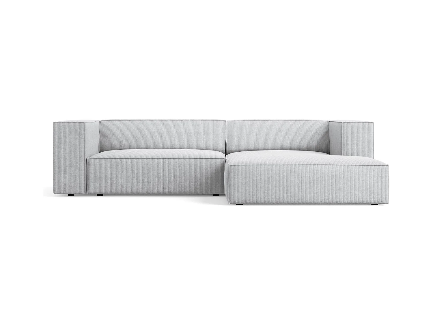 Cosmopolitan Design - Rechter hoekbank "Arendal" 3 zitplaatsen, Chenille met ribbeleffect, Lichtgrijs - 224x166x70cm