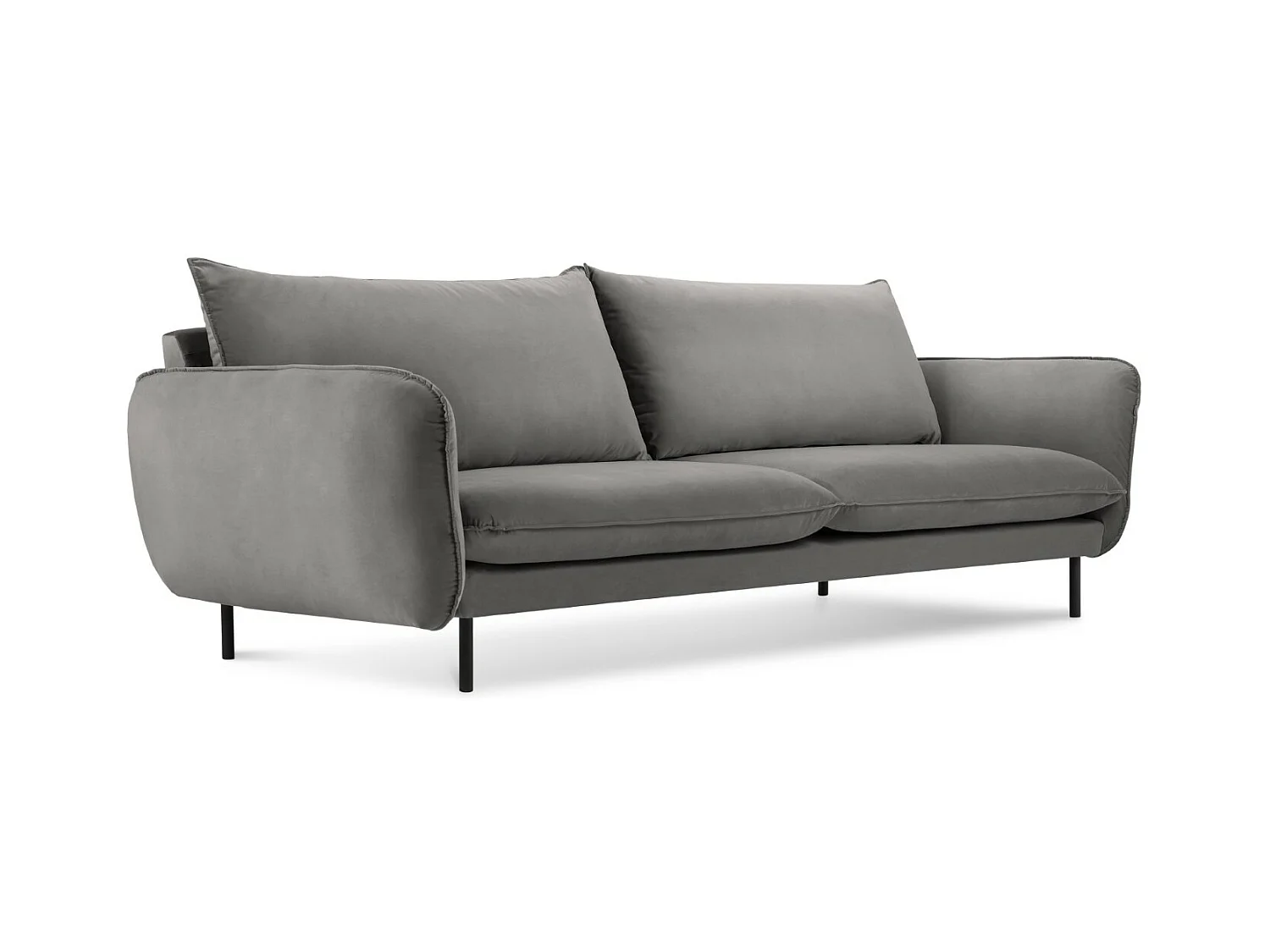 Cosmopolitan Design - Bank "Vienna" 4 zitplaatsen, Flueel, Lichtgrijs - 230x92x95cm