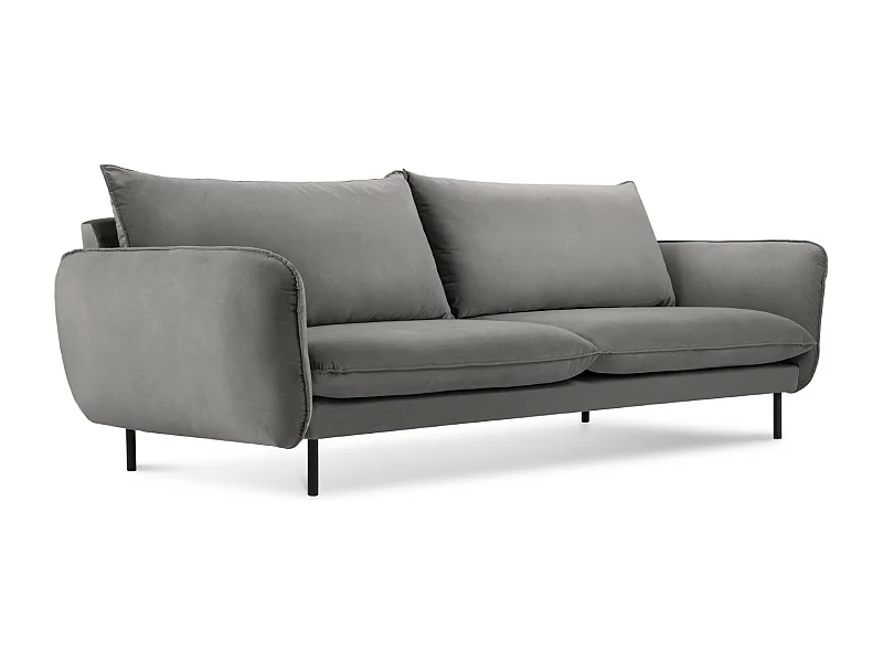 Cosmopolitan Design - Canapé "Vienna" 4 places en velours gris clair - 230x92x95cm