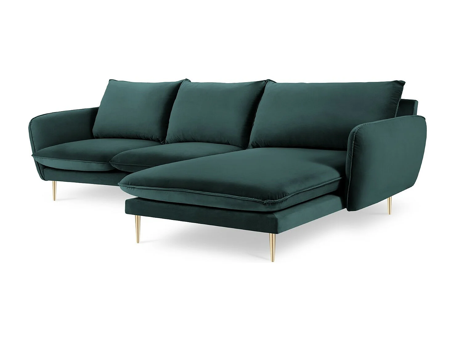 Cosmopolitan Design - Narożnik prawy, "Vienna" 5 miejsc welur, petrol - 255x170x95cm