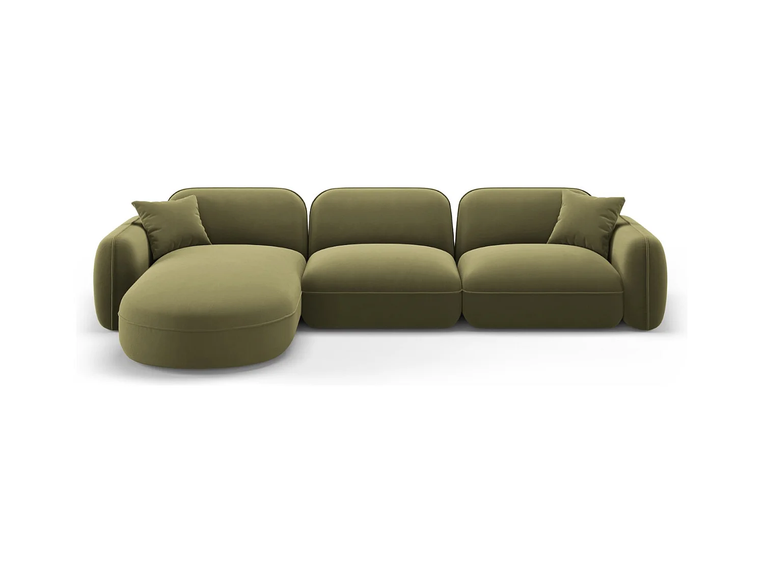 CXL by Christian Lacroix - Canapé d'angle gauche modulable "Lucien" 4 places en velours vert clair - 320x165x70cm