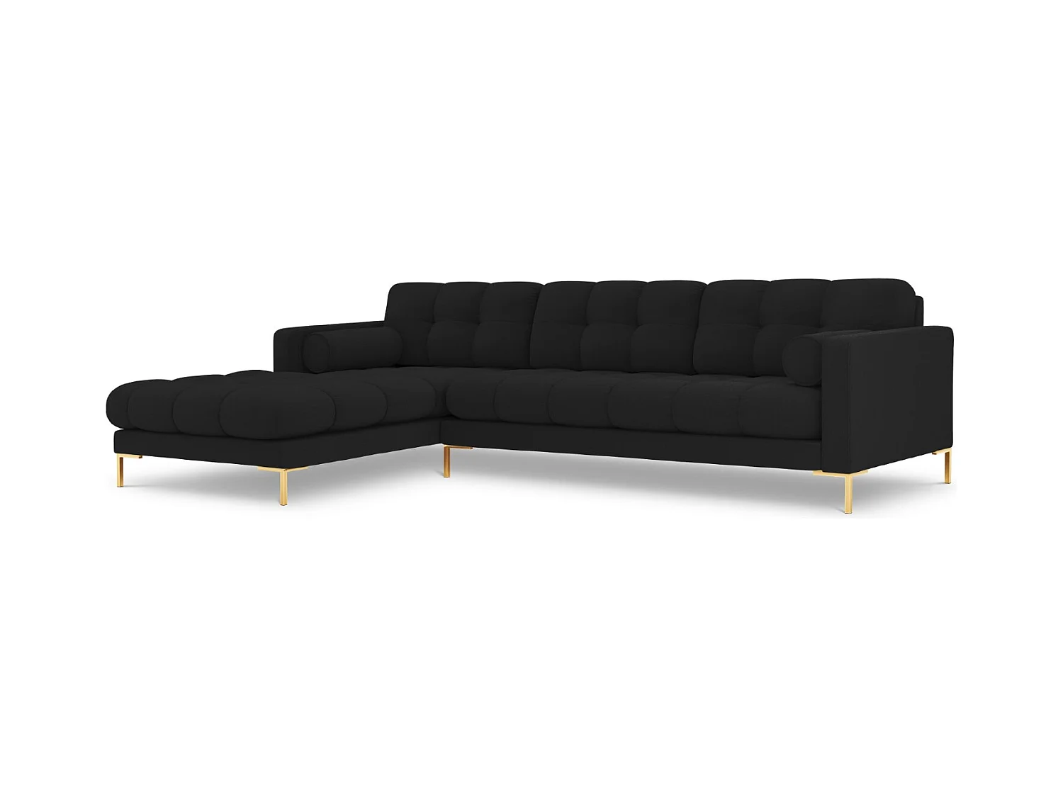 Cosmopolitan Design - 5-Sitzer Ecksofa links "Bali" aus strukturiertem Stoff schwarz - 293x185x75cm