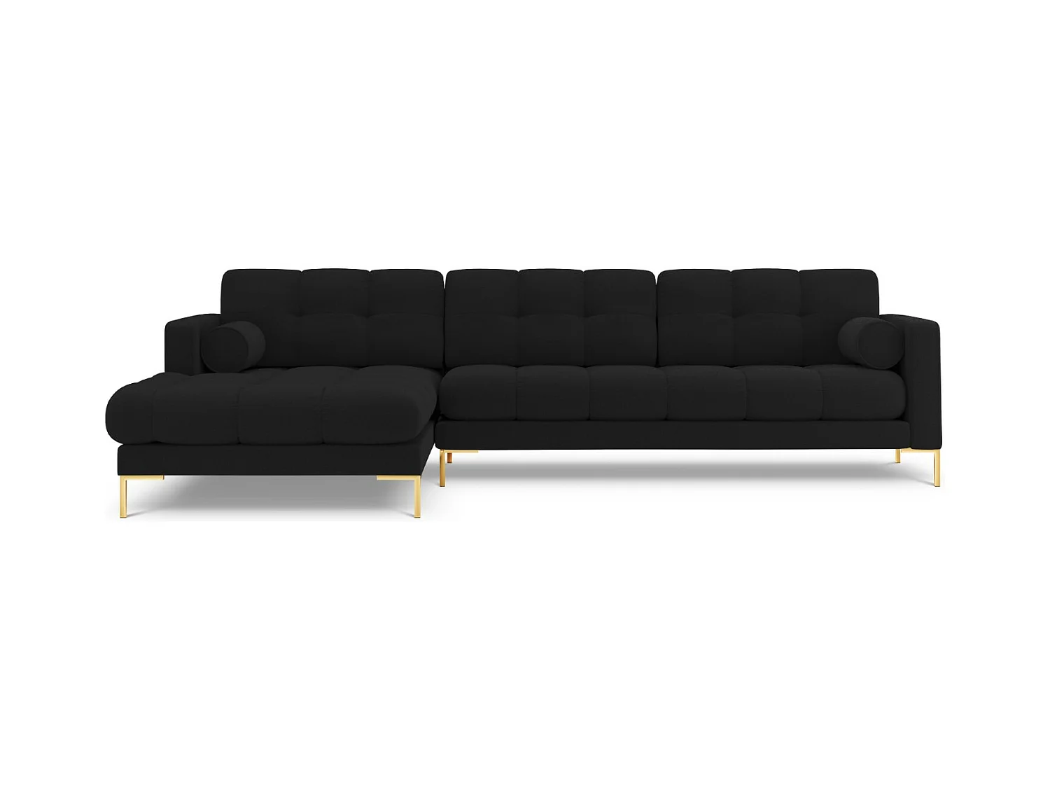 Cosmopolitan Design - Linker hoekbank "Bali" 5 zitplaatsen, Structurele stof, Zwart - 293x185x75cm