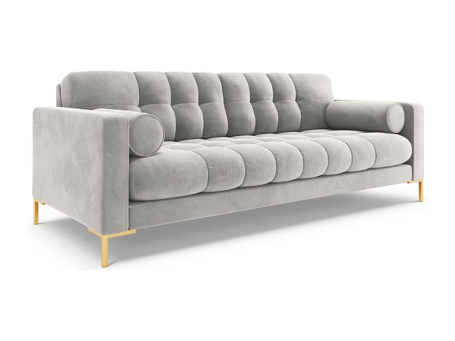 Cosmopolitan Design - Divano "Bali" 4 posti in velluto argento - 217x92x75cm