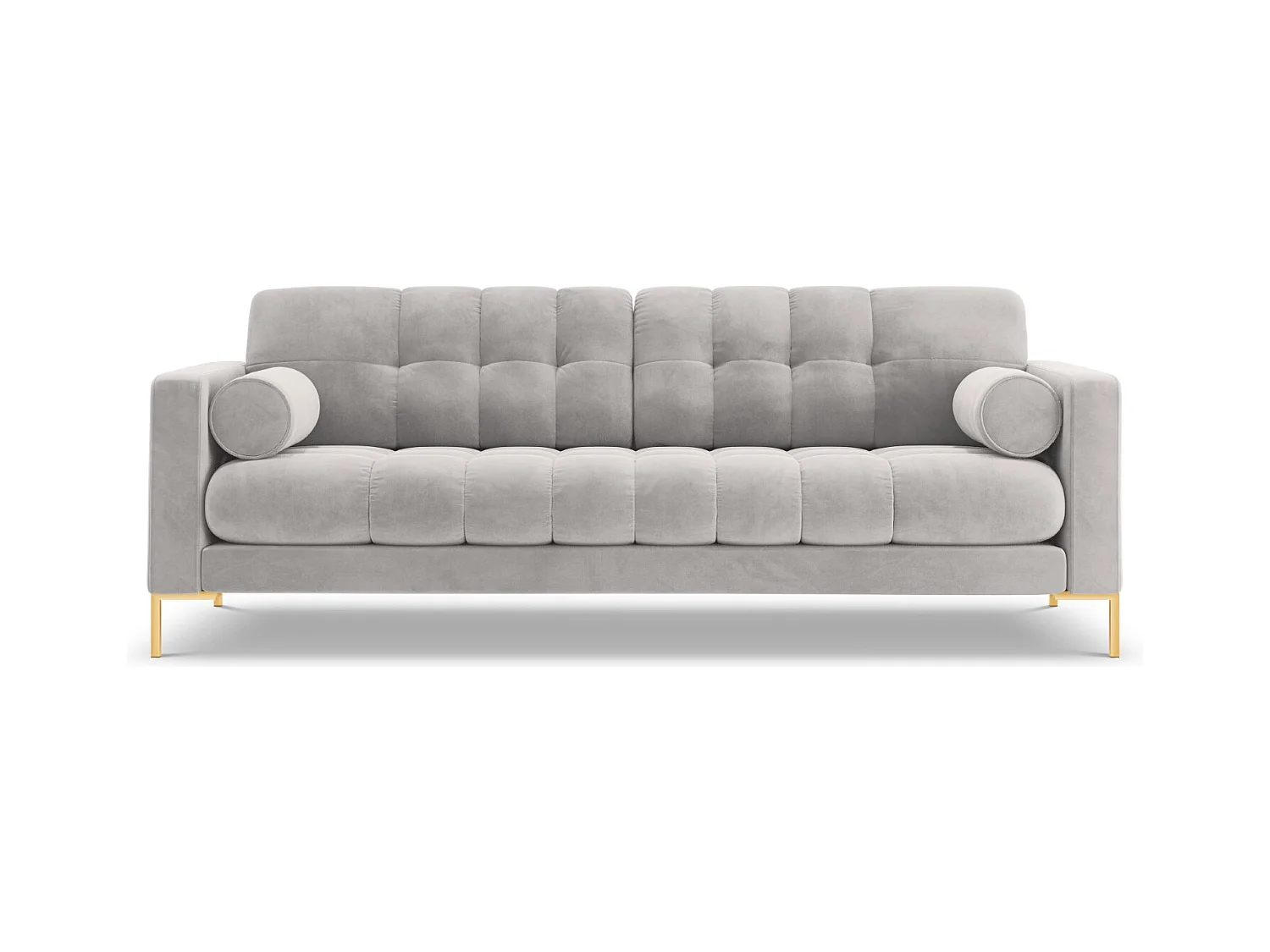 Cosmopolitan Design - Canapé "Bali" 4 places en velours argent - 217x92x75cm