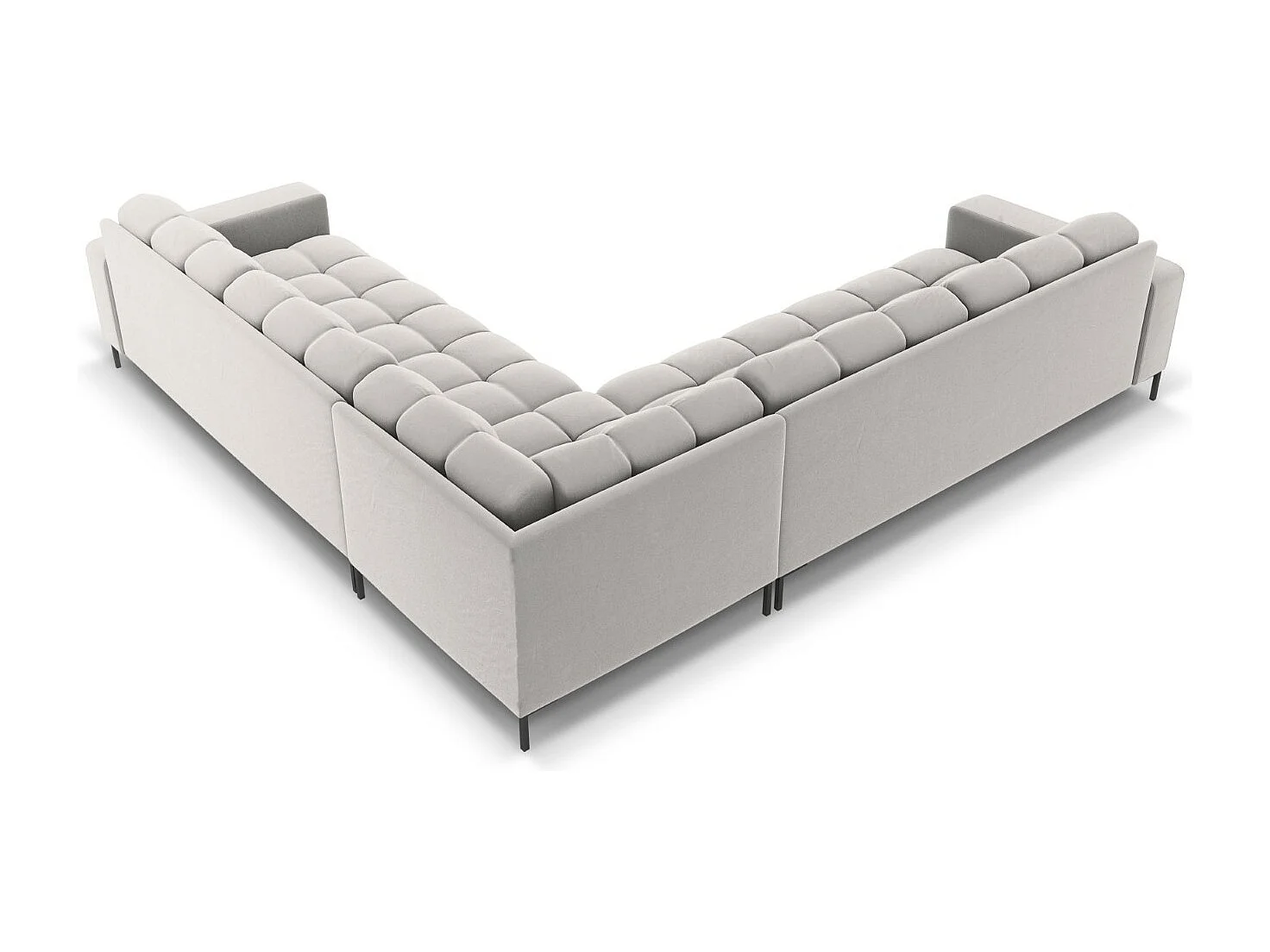 Cosmopolitan Design - Divano angolare reversibile "Bali" 6 posti in velluto argento - 256x256x75cm