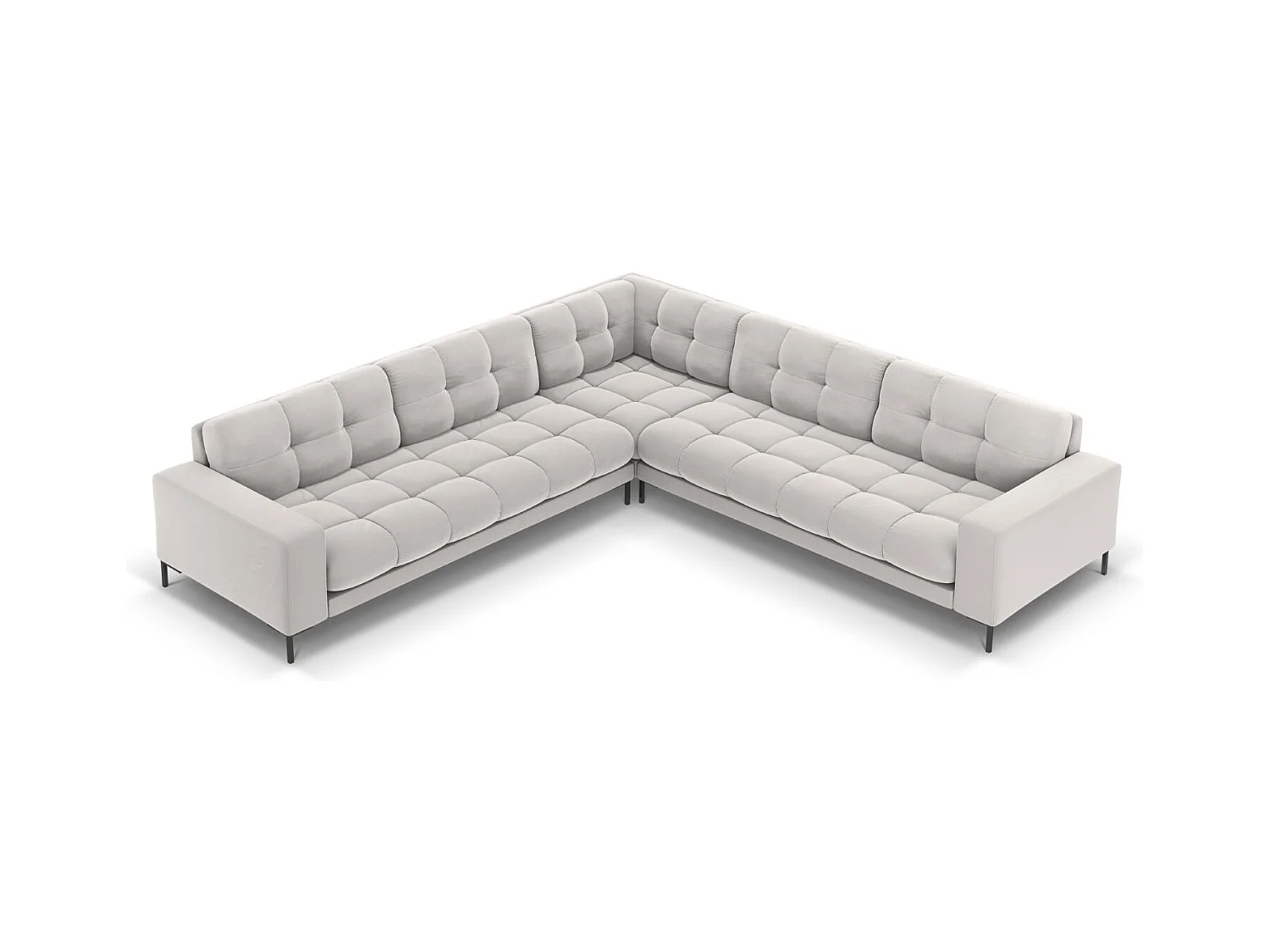 Cosmopolitan Design - Symmetrische hoekbank "Bali" 6 zitplaatsen, Flueel, Geld - 256x256x75cm