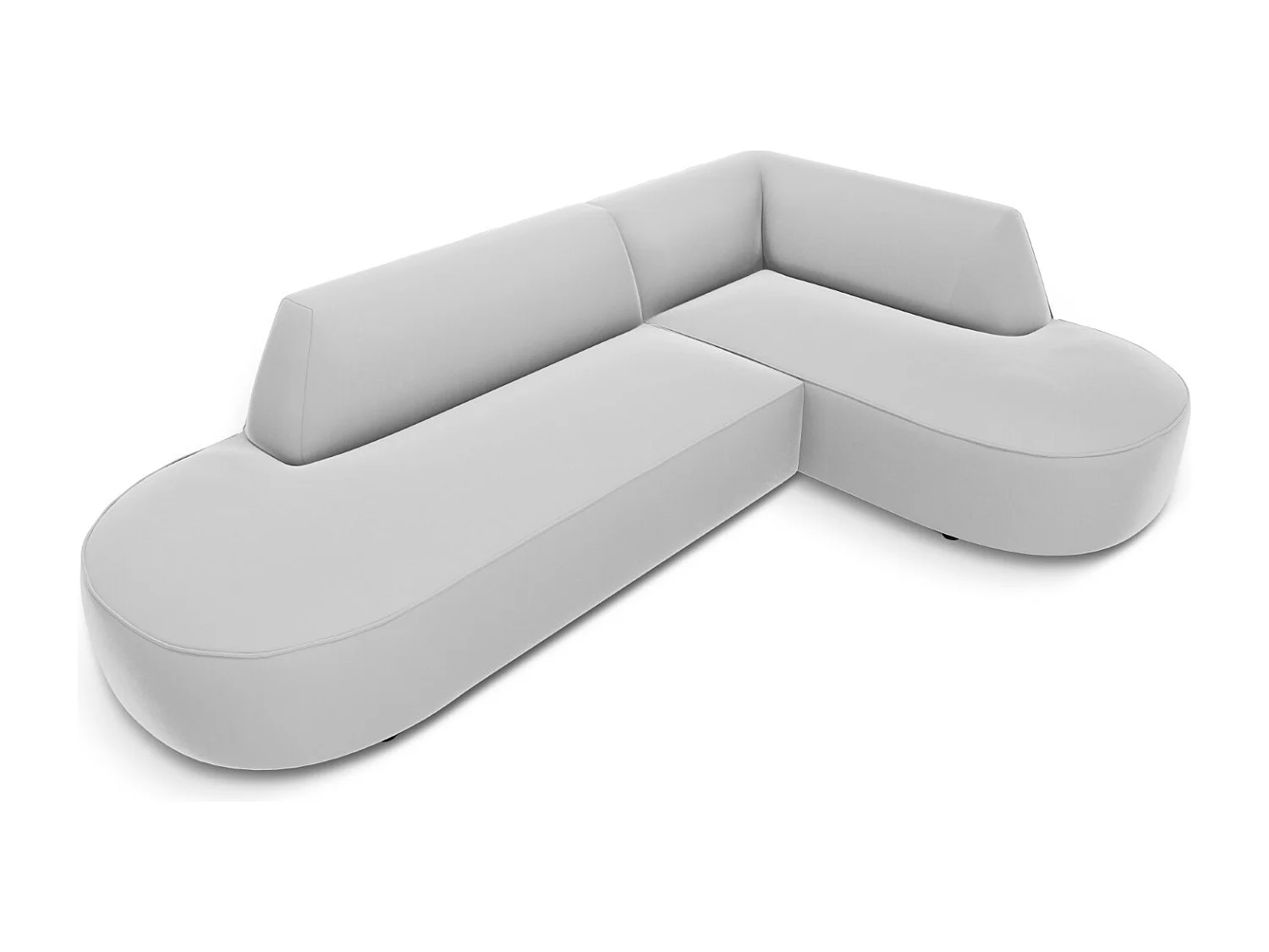 CXL by Christian Lacroix - Canapé d'angle droit "Charles" 4 places en velours gris clair - 273x180x69cm