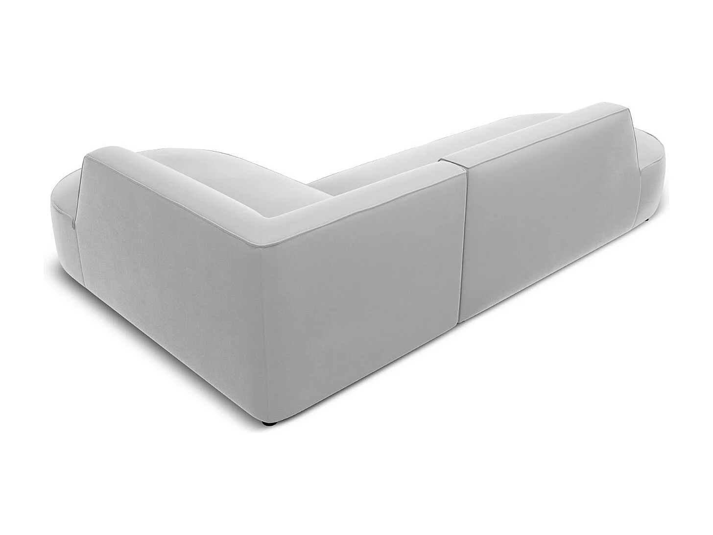 CXL by Christian Lacroix - Canapé d'angle droit "Charles" 4 places en velours gris clair - 273x180x69cm