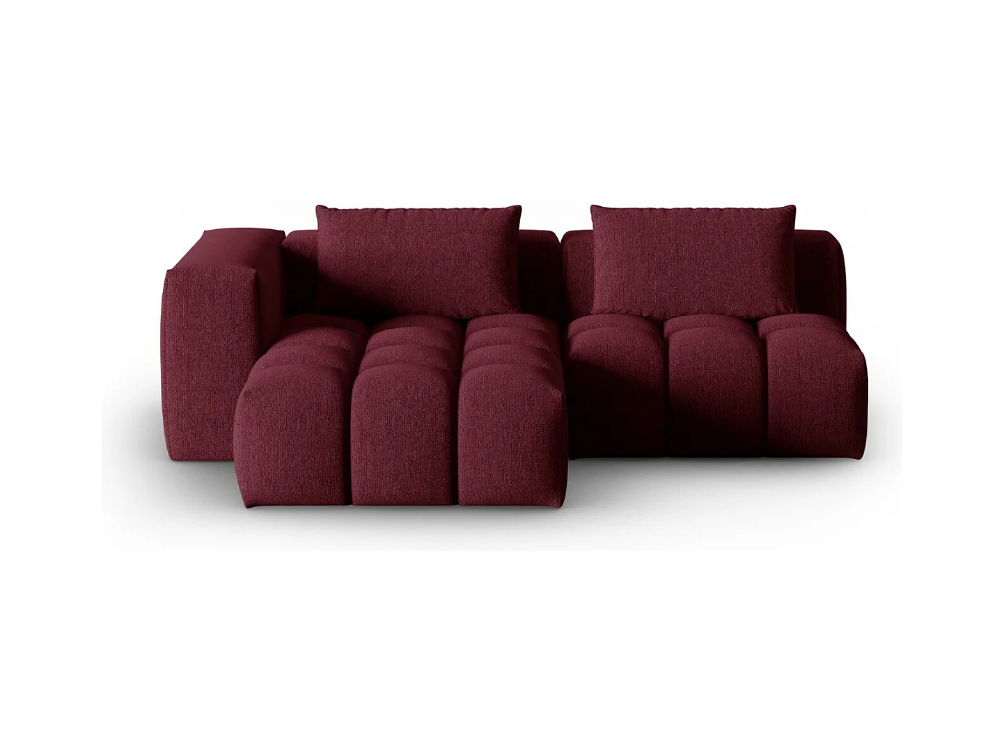CXL by Christian Lacroix - Canapé d'angle gauche modulable "Lorella" 3 places en tissu structurel bordeaux - 205x145x70cm
