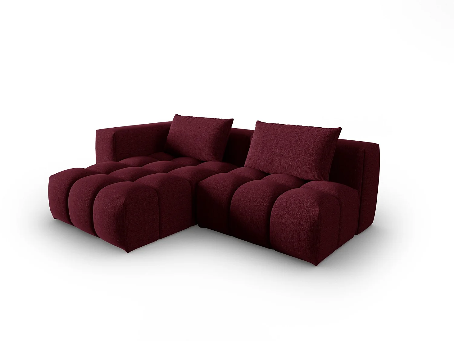 CXL by Christian Lacroix - Sofá modular de canto esquerdo "Lorella" 3 lugares em tecido estrutural bordeaux - 205x145x70cm