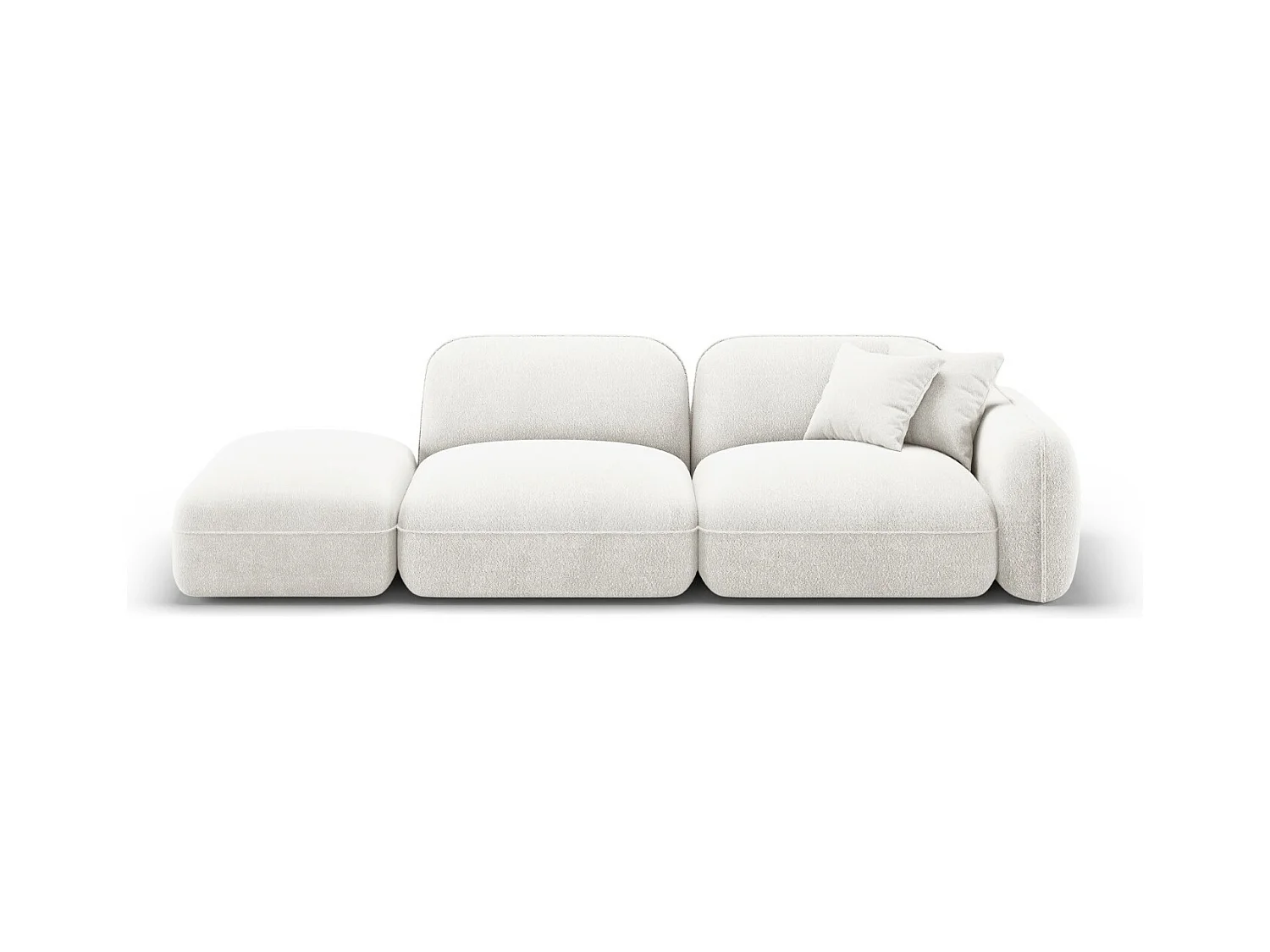 CXL by Christian Lacroix - Linker modulaire bank "Lucien" 3 zitplaatsen, Flueel, Ivoor - 295x90x70cm