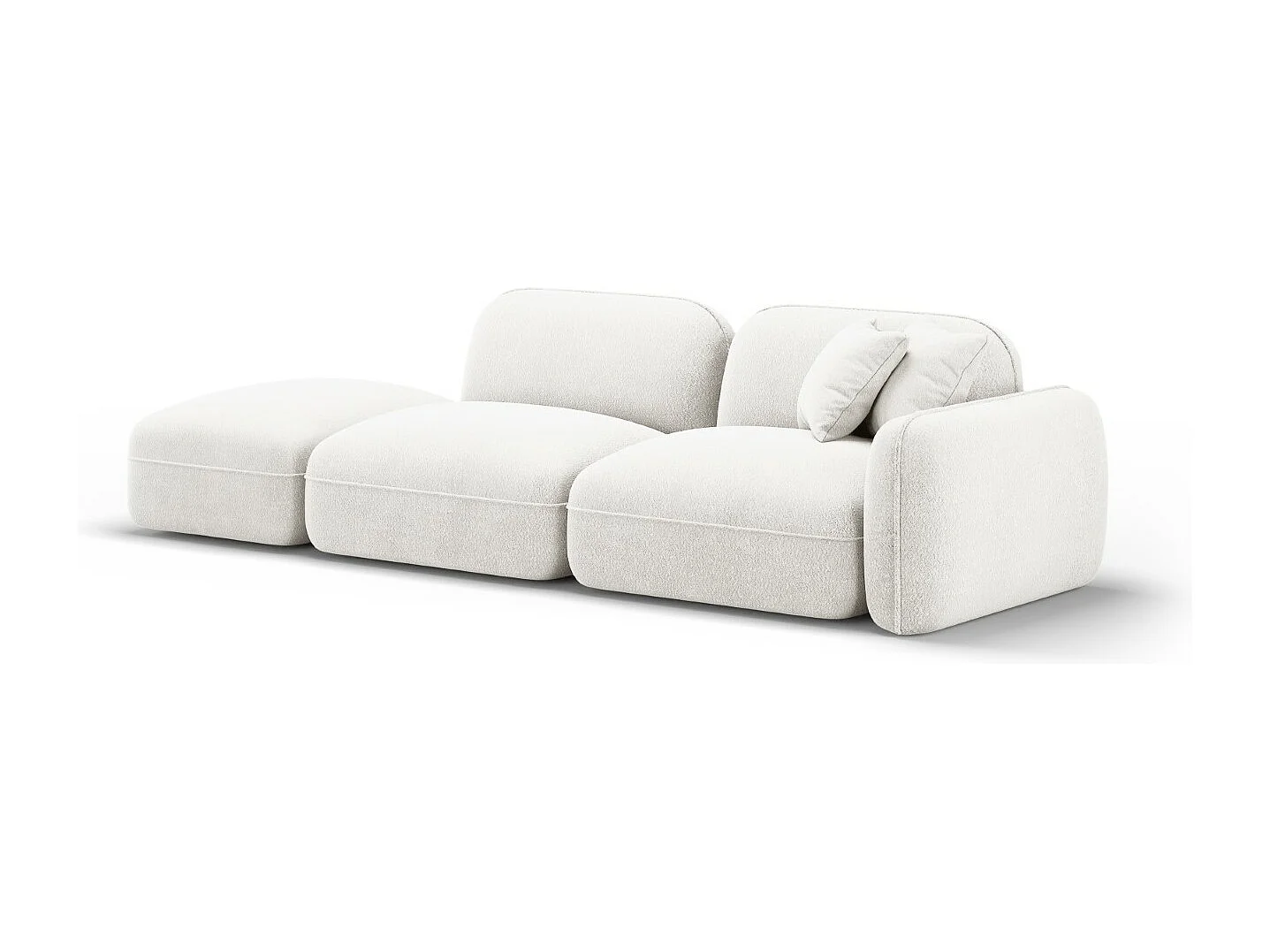 CXL by Christian Lacroix - Sofá modular virado para a esquerda "Lucien" 3 lugares em veludo marfim - 295x90x70cm