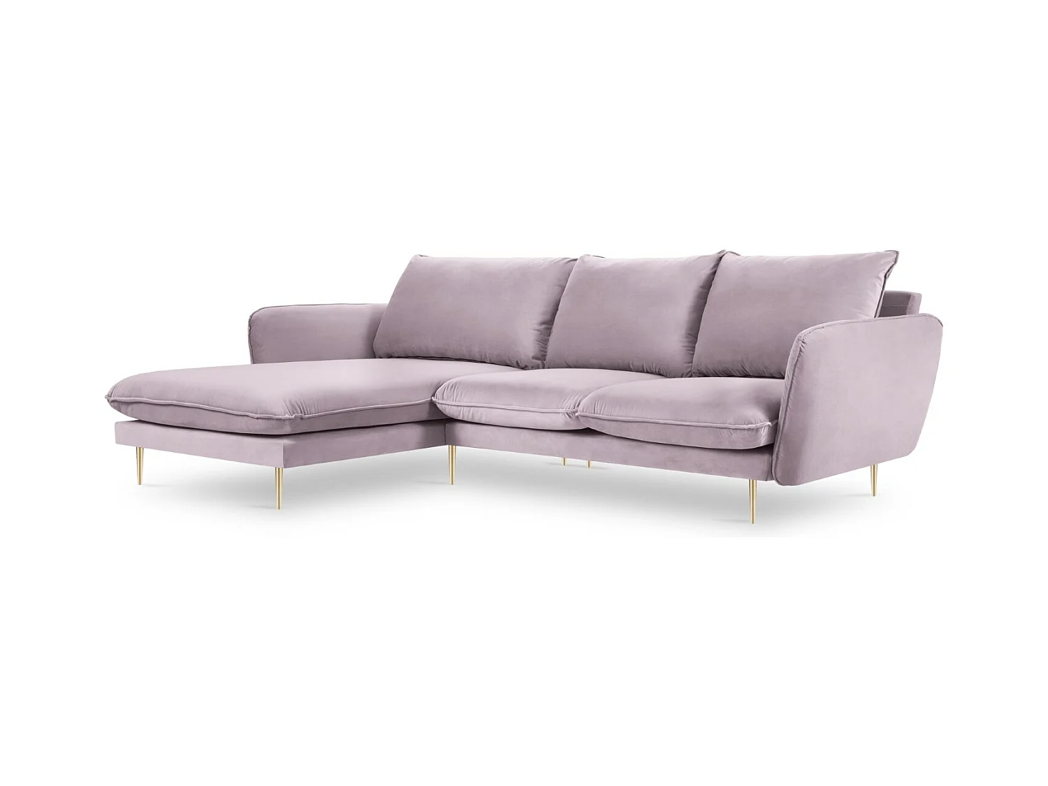 Cosmopolitan Design - Canapé d'angle gauche "Vienna" 5 places en velours lavande - 255x170x95cm