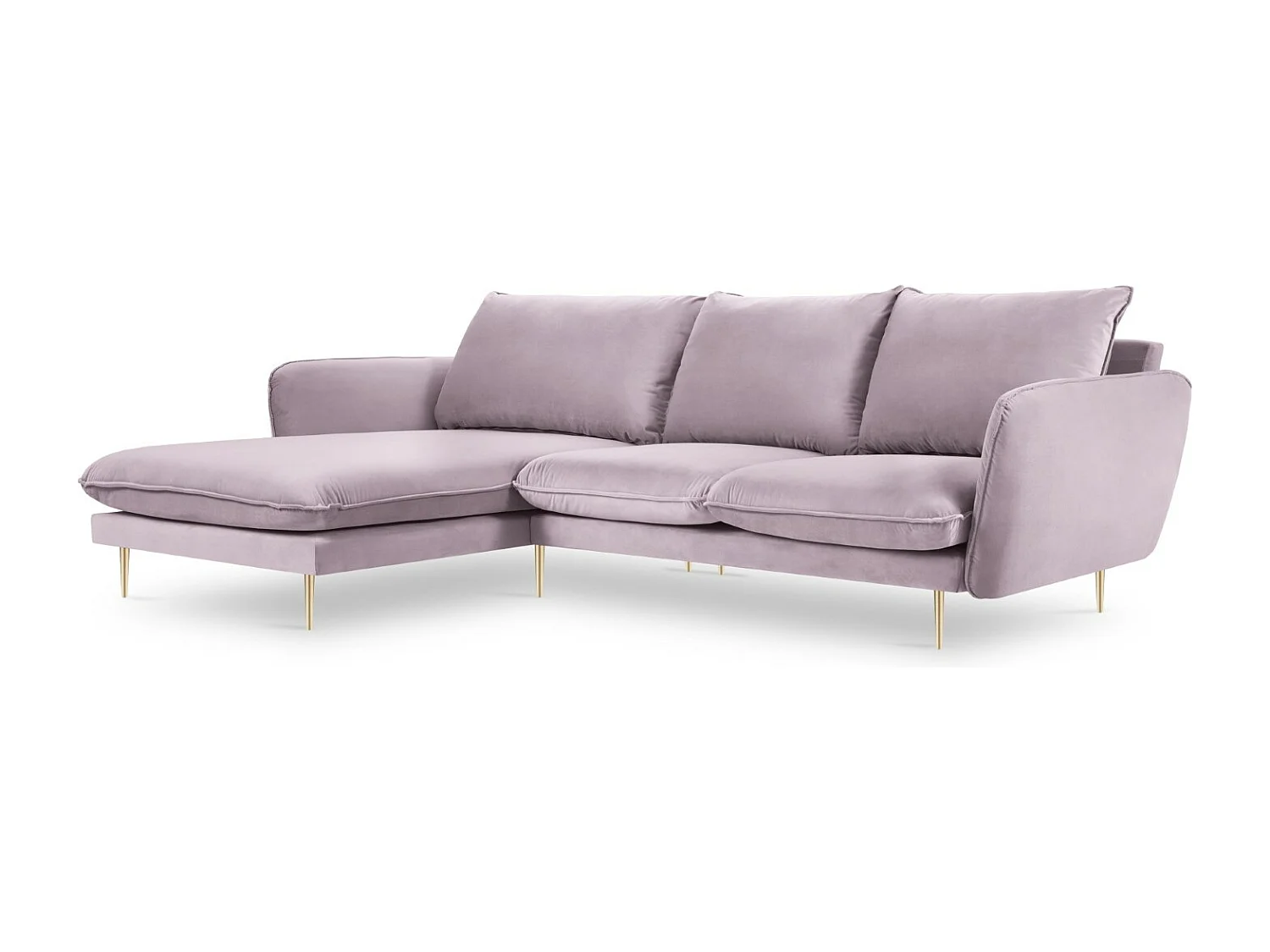 Cosmopolitan Design - Linker hoekbank "Vienna" 5 zitplaatsen, Flueel, Lavendel - 255x170x95cm
