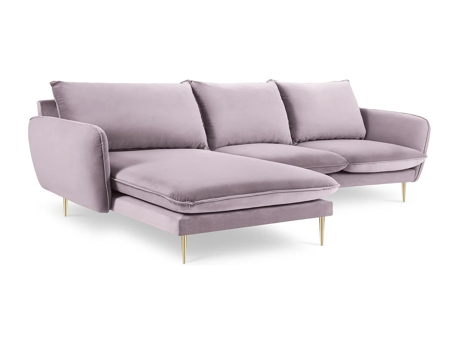 Cosmopolitan Design - Linker hoekbank "Vienna" 5 zitplaatsen, Flueel, Lavendel - 255x170x95cm