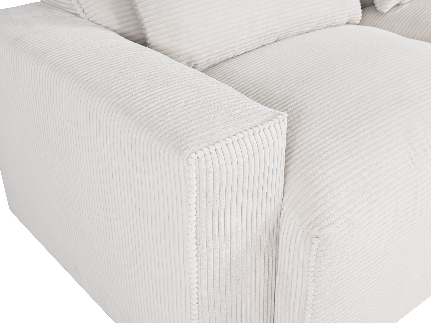 Canapé 3 places en velours côtelé beige VELINOR