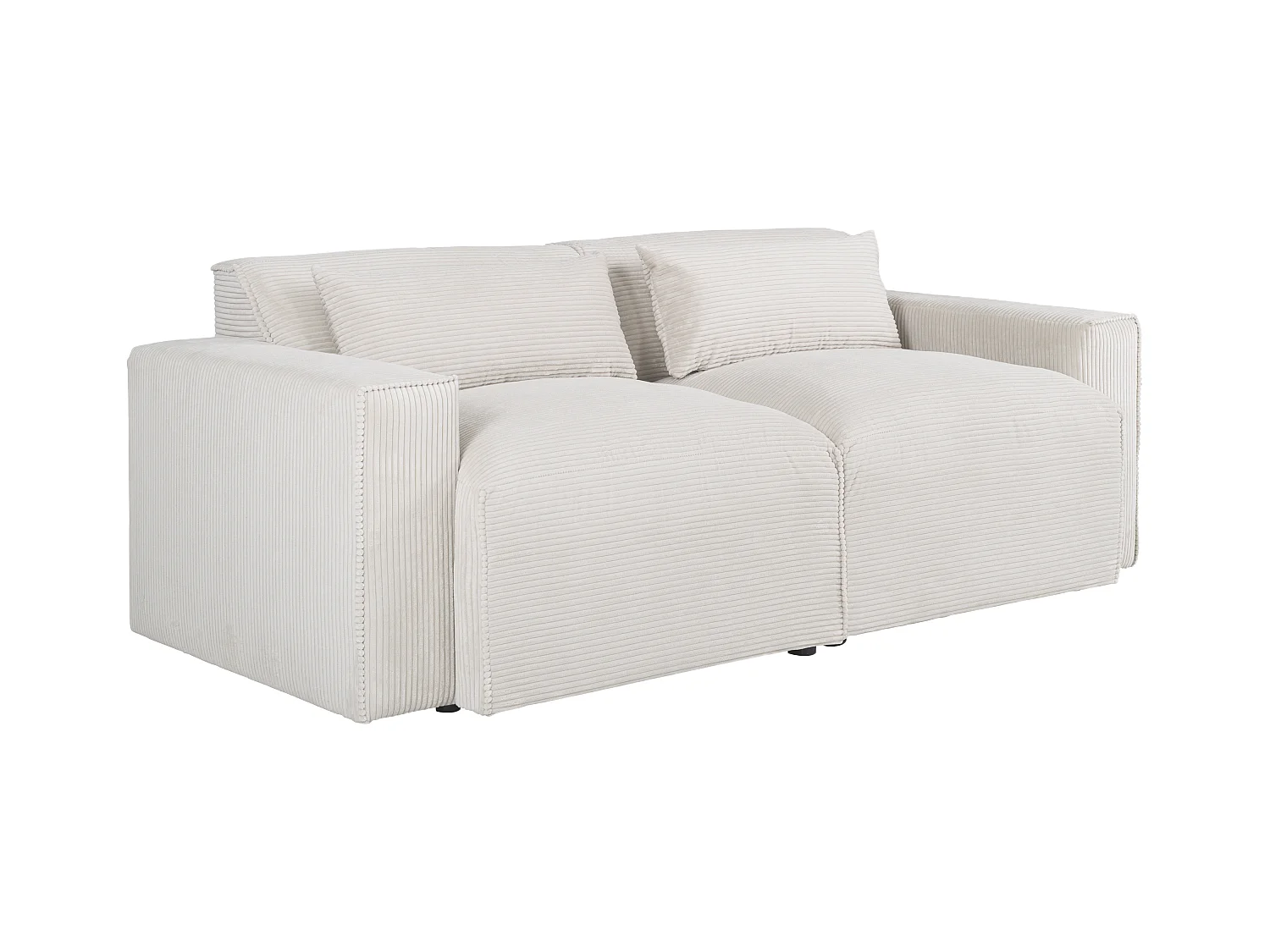 Canapé 3 places en velours côtelé beige VELINOR