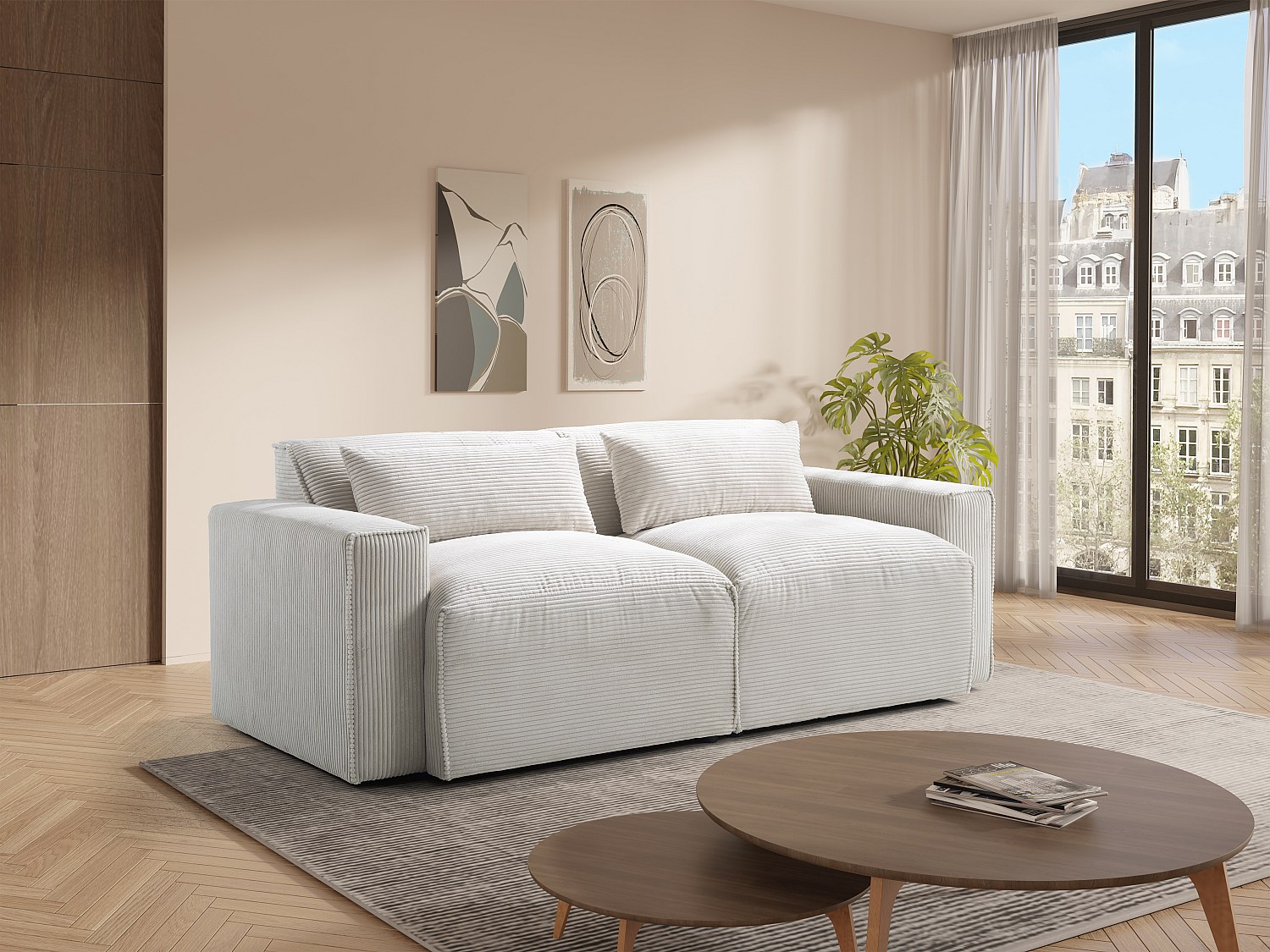 Sofa 3-Sitzer - Cord - Beige - VELINOR günstig online kaufen