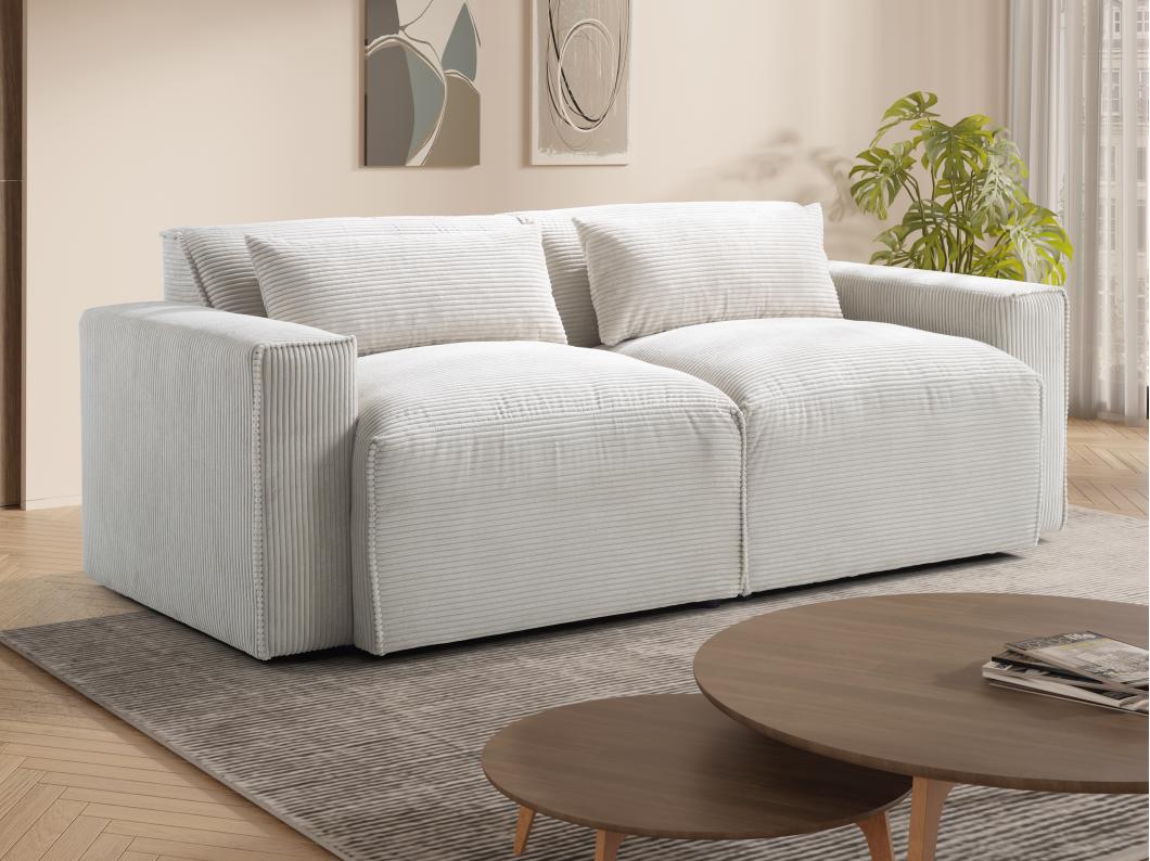 Sofá de 3 plazas de terciopelo beige VELINOR