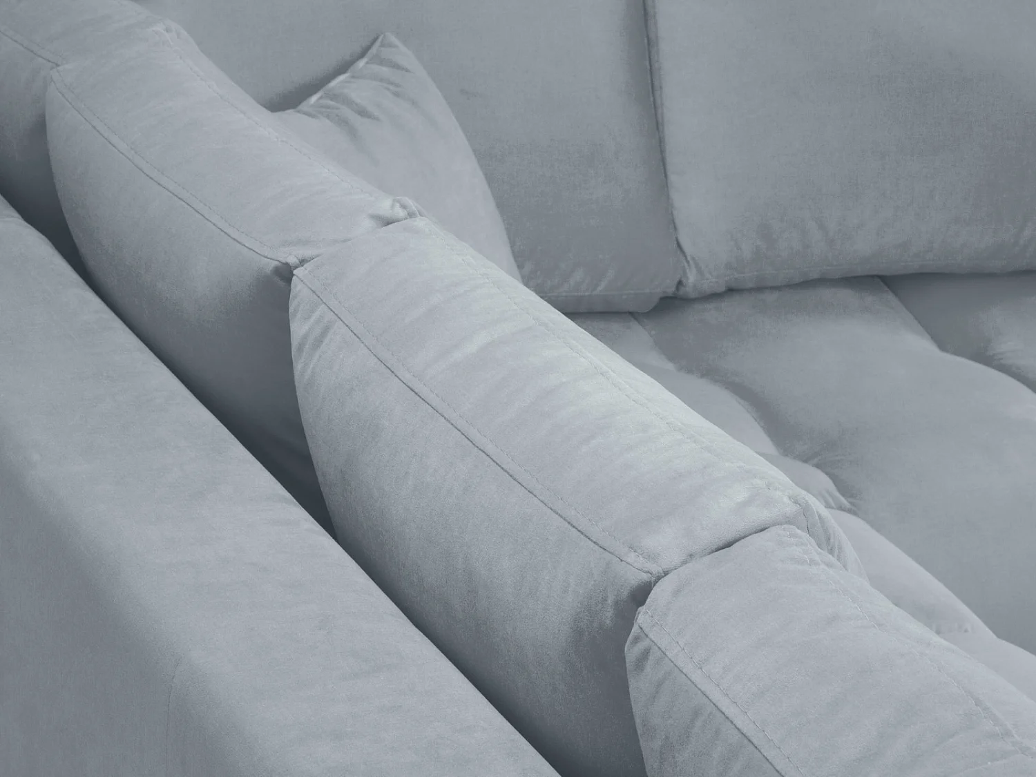 Cosmopolitan Design - 5-Sitzer Ecksofa rechts "Hastings" aus Samt hellblau - 301x216x75cm