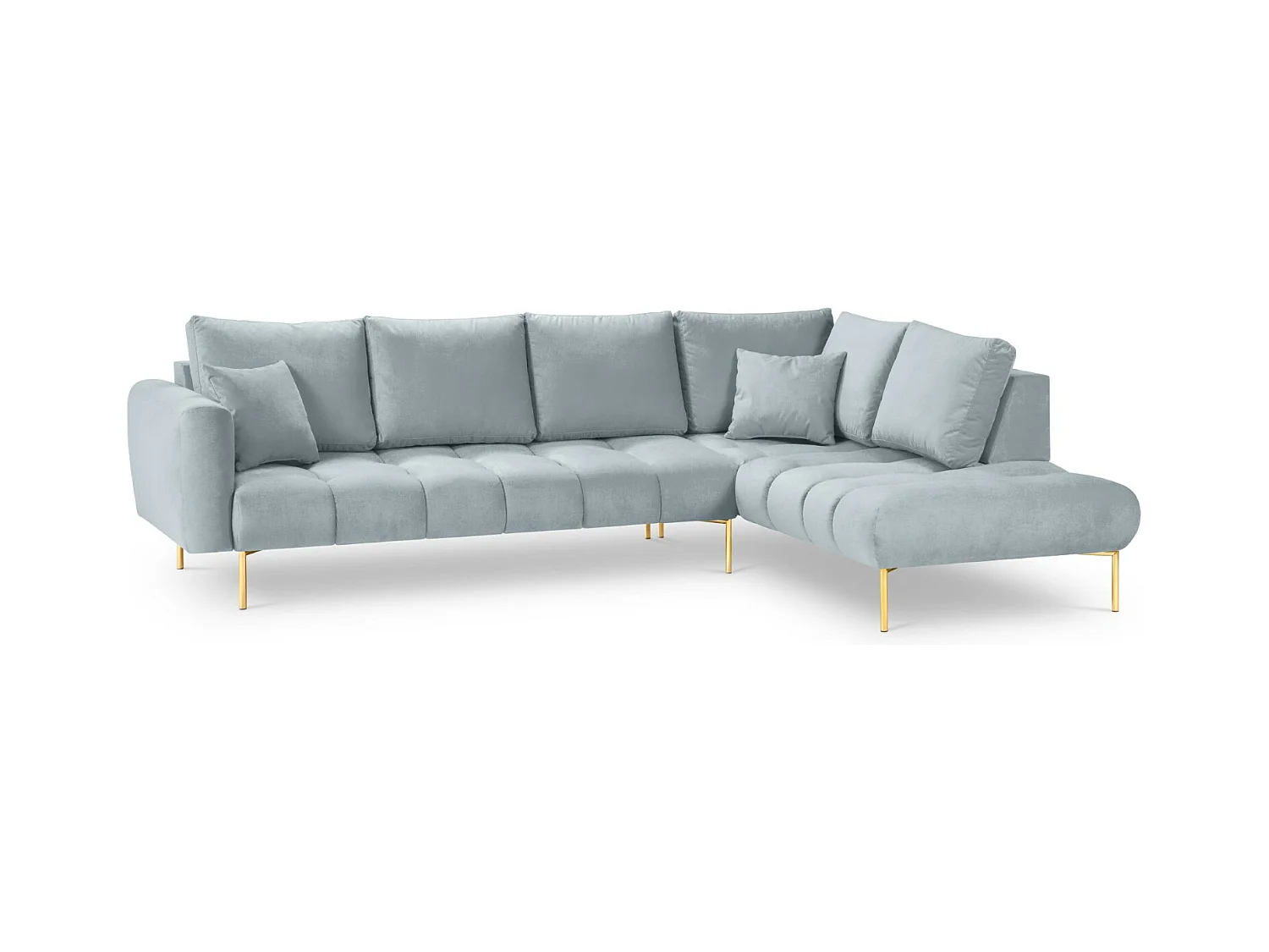 Cosmopolitan Design - Rechter hoekbank "Hastings" 5 zitplaatsen, Flueel, Lichtblauw - 301x216x75cm