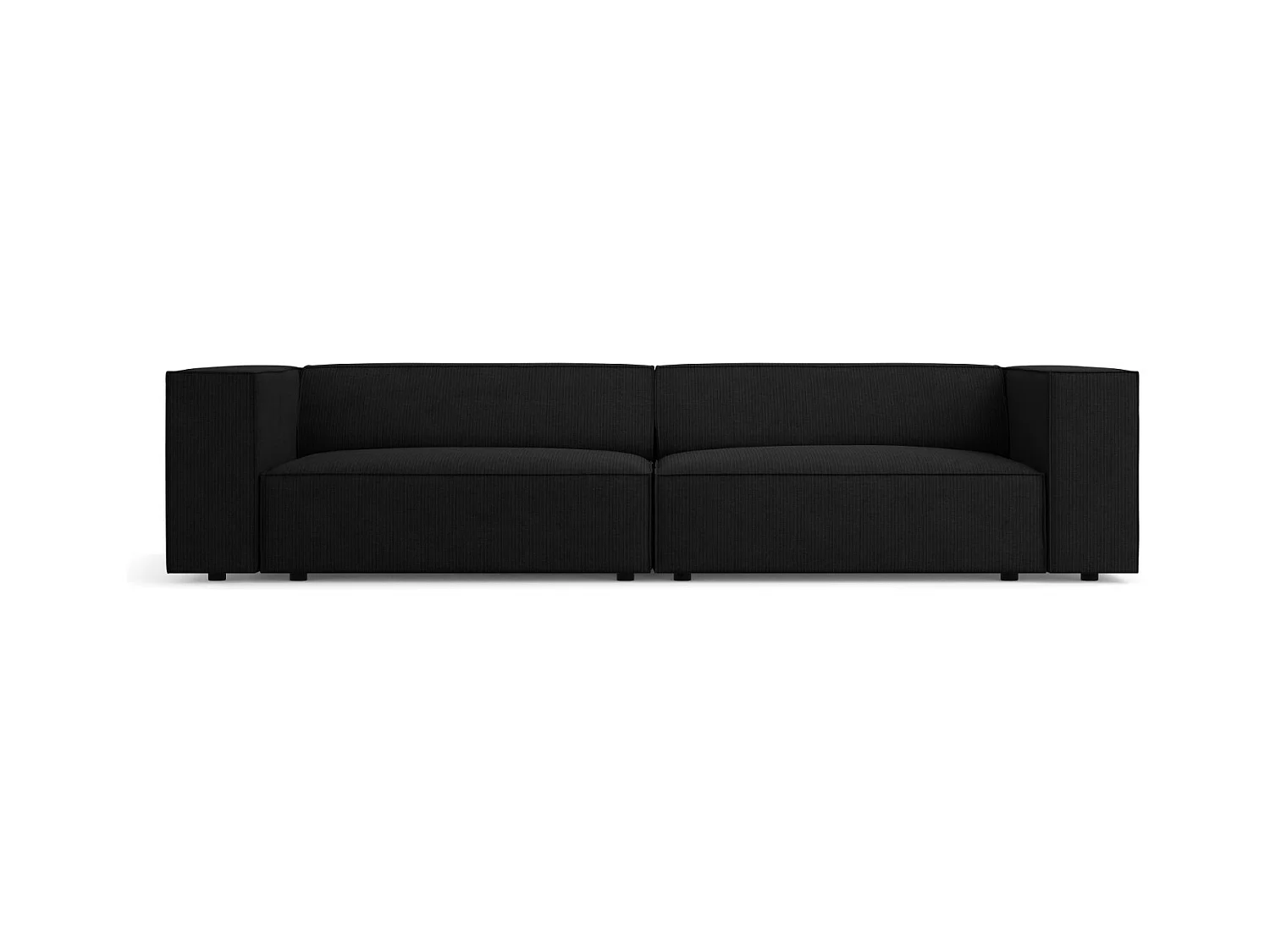 Cosmopolitan Design - Bank "Arendal" 4 zitplaatsen, Chenille met ribbeleffect, Zwart - 244x102x70cm