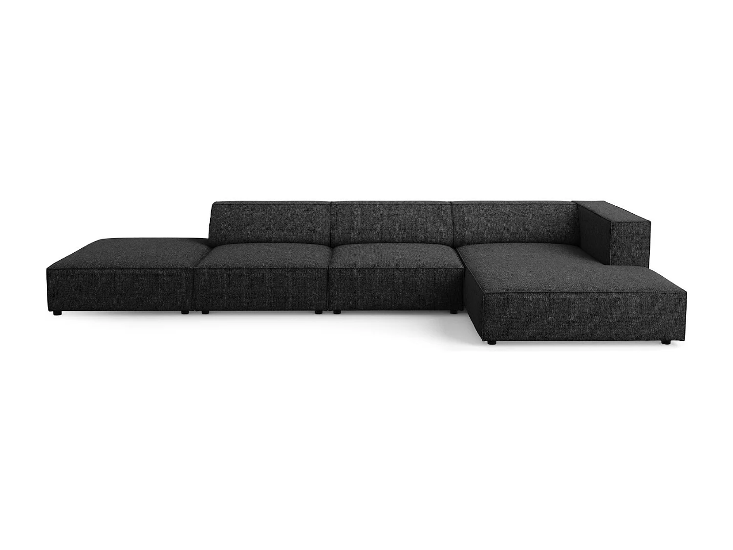 Cosmopolitan Design - 5-Sitzer Ecksofa rechts "Arendal" aus Chenille-Stoff schwarz - 341x166x70cm