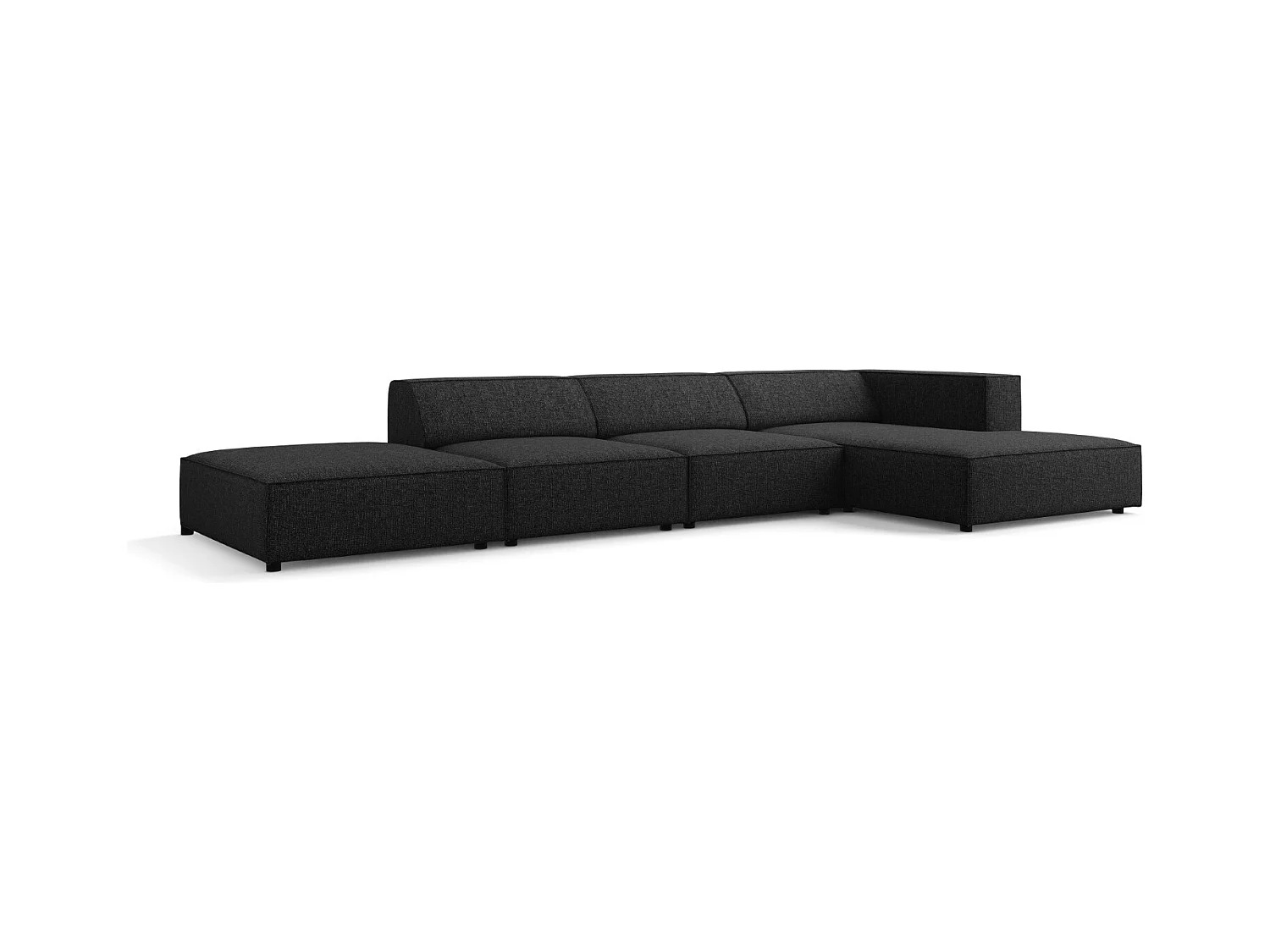Cosmopolitan Design - Divano angolare destro "Arendal" 5 posti in ciniglia nero - 341x166x70cm