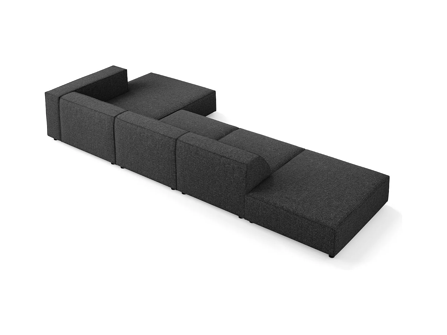 Cosmopolitan Design - Divano angolare destro "Arendal" 5 posti in ciniglia nero - 341x166x70cm